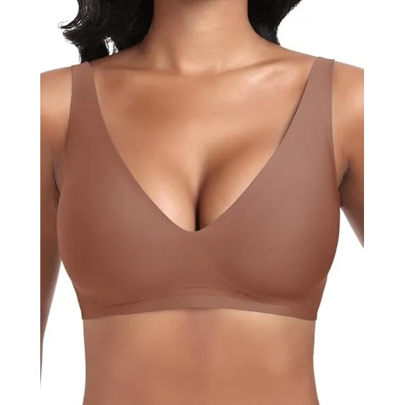 Jiuday Tiefer V Push Up BH ohne Bügel for Damen Bequemer BH für Große Brüste Starker Halt Seamless Soft Bra Bügelloser …