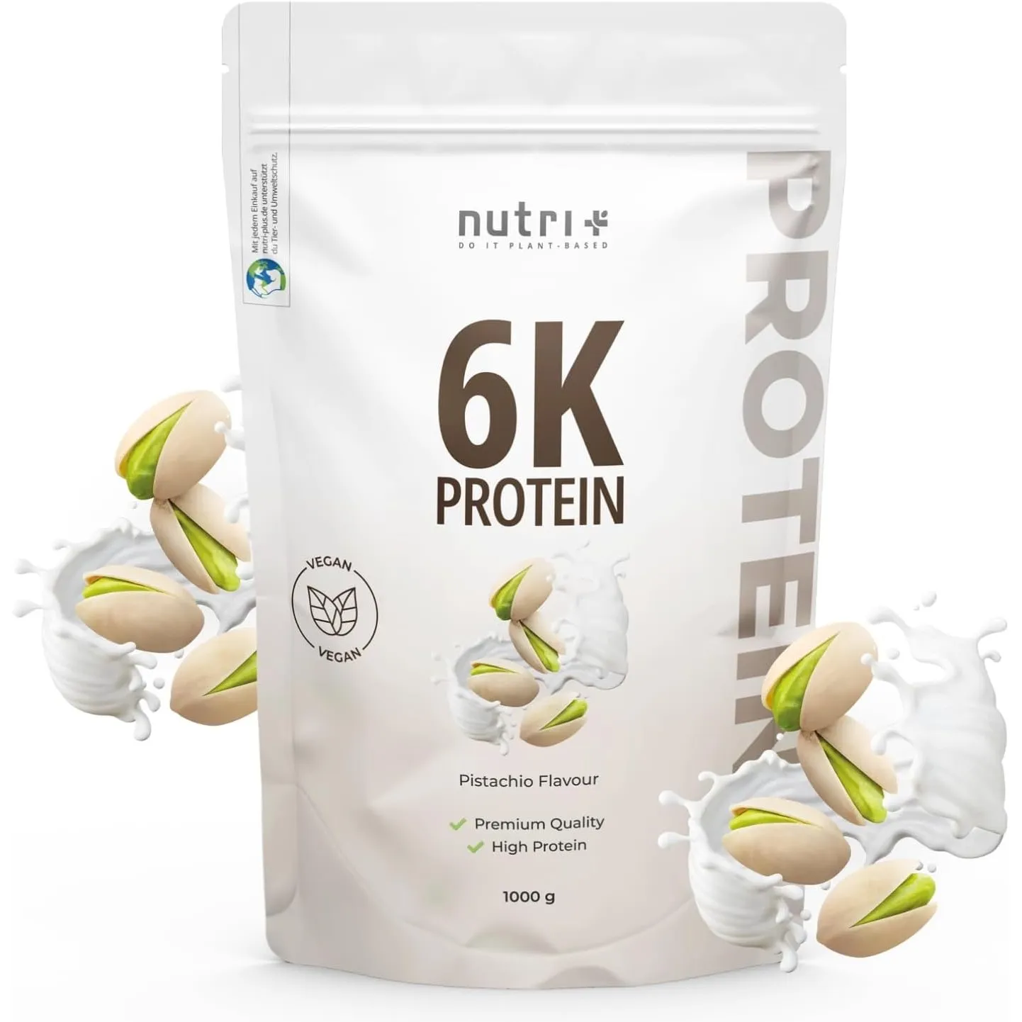Nutri + Proteinpulver Pistazie 1 kg - Eiweißshake mit 76% Eiweiß - Eiweißpulver mit allen Aminosäuren - Protein Pulver …