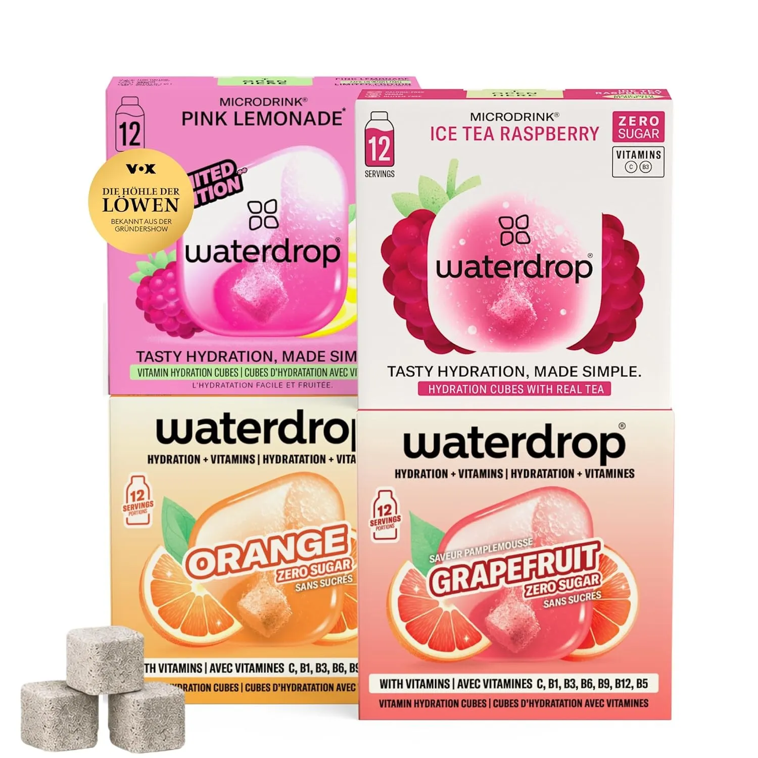 waterdrop Limonaden Mix - 48 zuckerfreie Würfel - Geschmackspulver Wasser