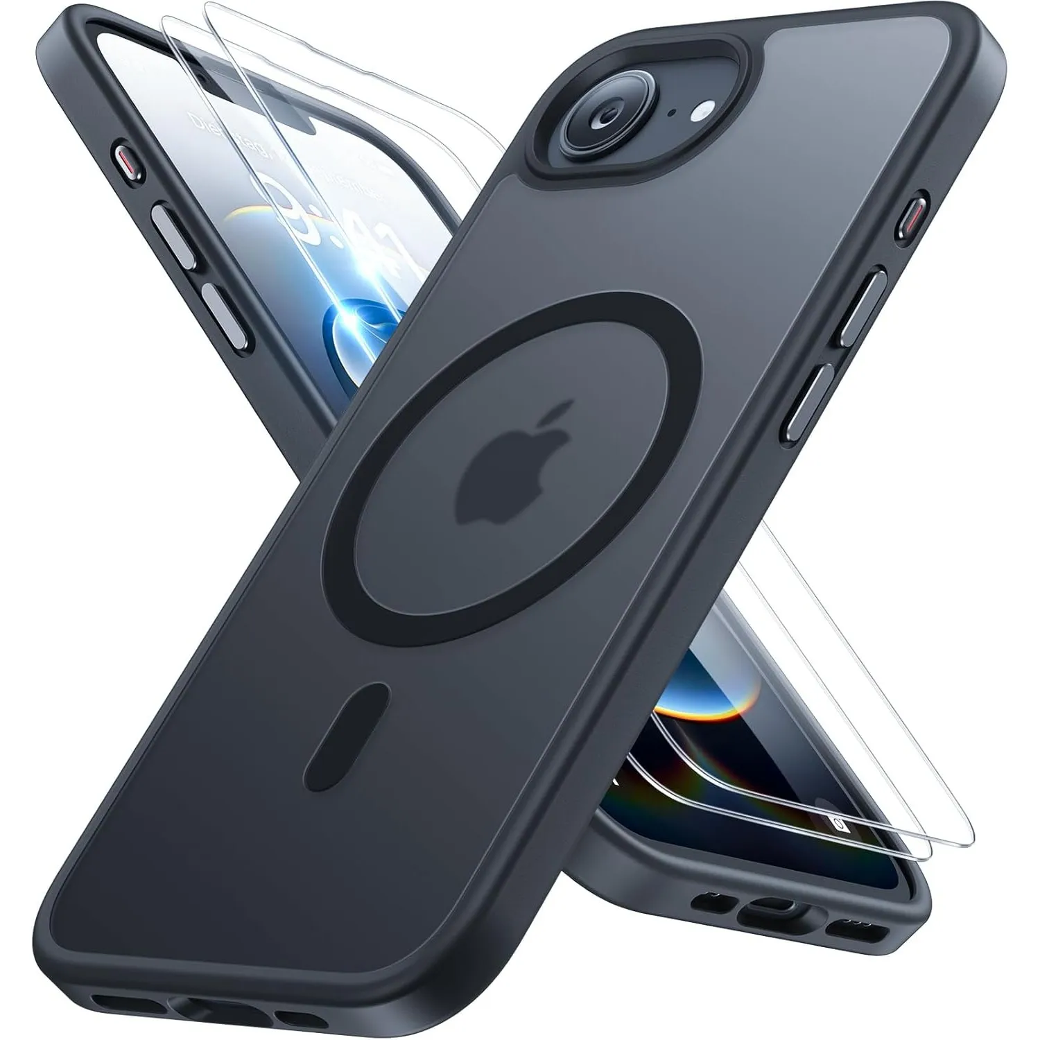 Miracase für iPhone 17e / 16e Hülle mit Magsafe, 2 9H+ Panzerglas,Schwarz