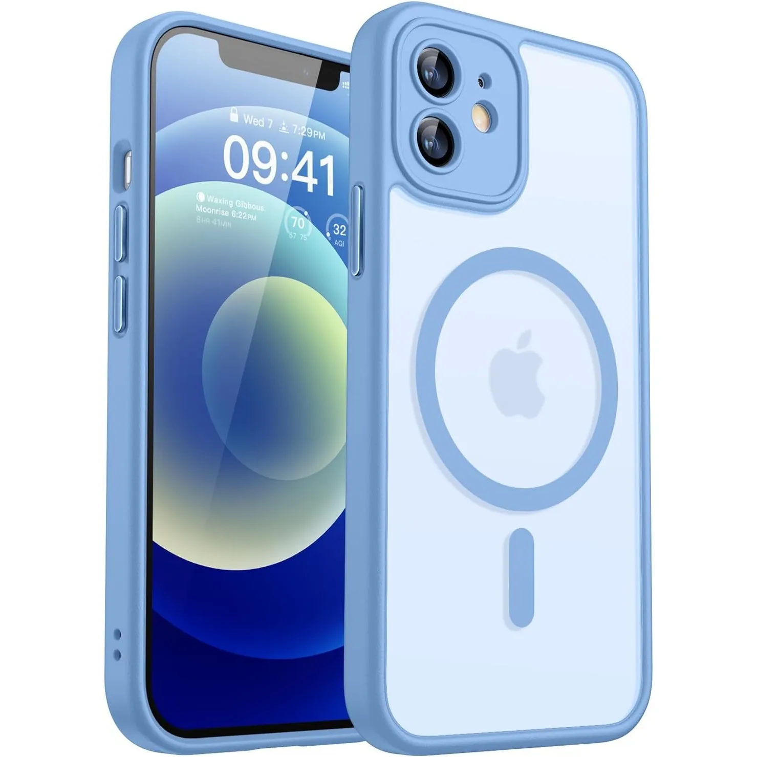 CANSHN für iPhone 12 Hülle mit Kameraschutz, Himmelblau