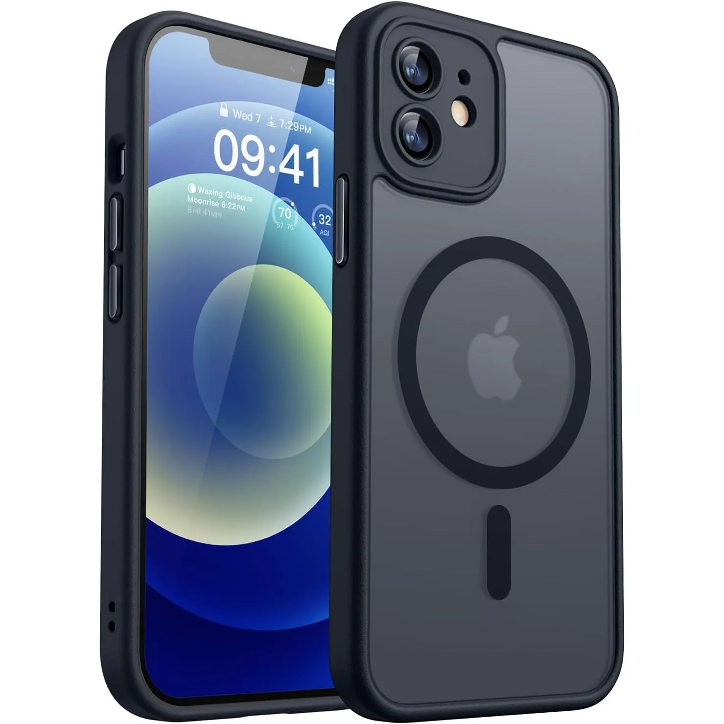 CANSHN für iPhone 12 Hülle mit Kameraschutz, Schwarz | Vollständiger Kameraschutz, kompatibel mit MagSafe, lichtdurchlä…