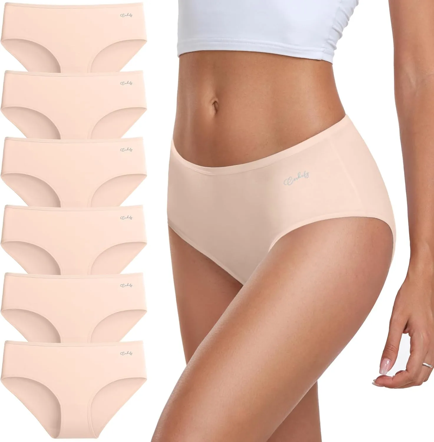 coskefy Women’s Knickers, Pack of 6 Cotton Briefs, Comfortable Underwear, Breathable Panties, Soft
