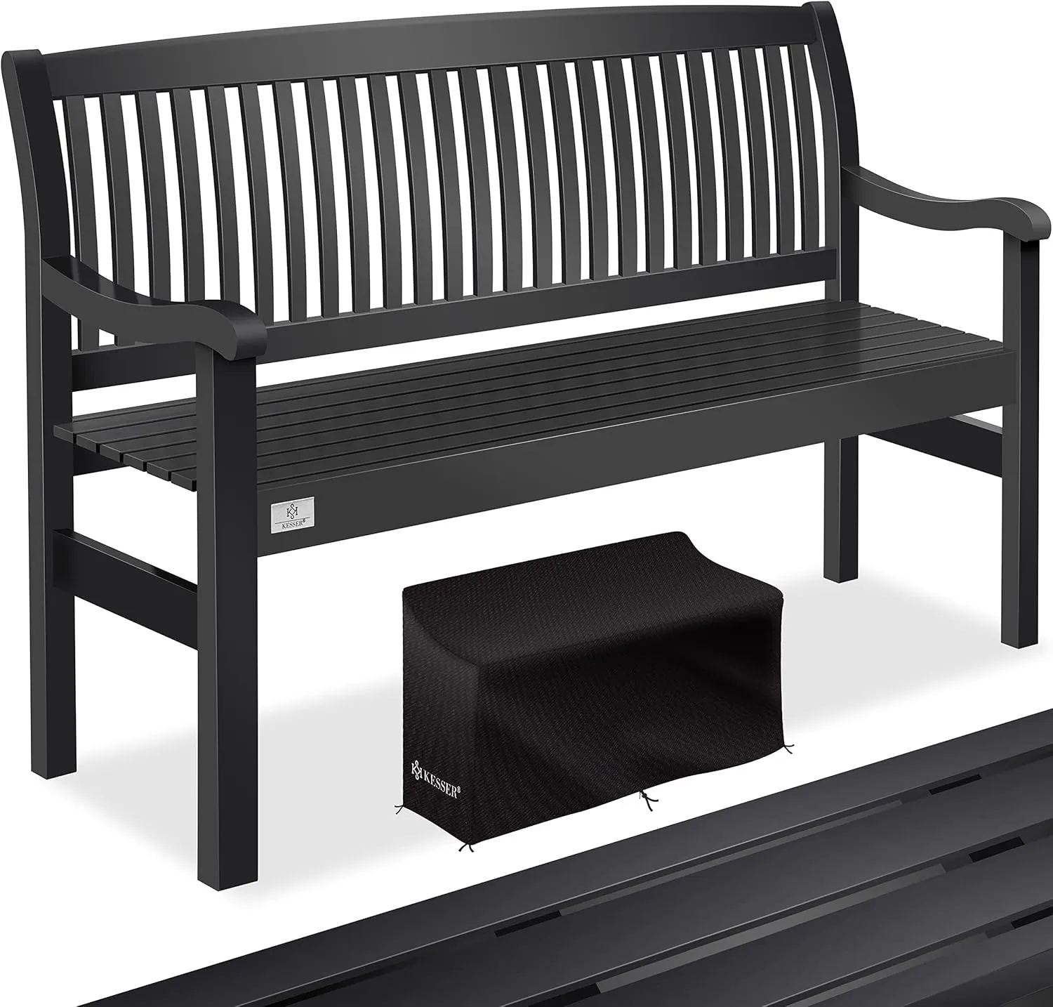 KESSER® Gartenbank Holz wetterfest 150 cm, Holzbank Garten 3-4 Sitzer, Sitzbank Outdoor, Balkonbank aus Massivholz, Par…