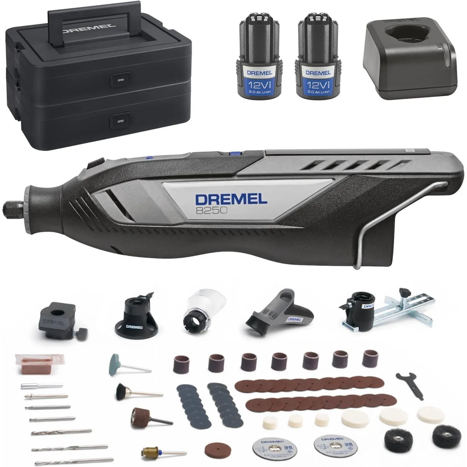 Dremel 8250 Bürstenloser 12V Akku-Multifunktionswerkzeug 72-teiliges Set