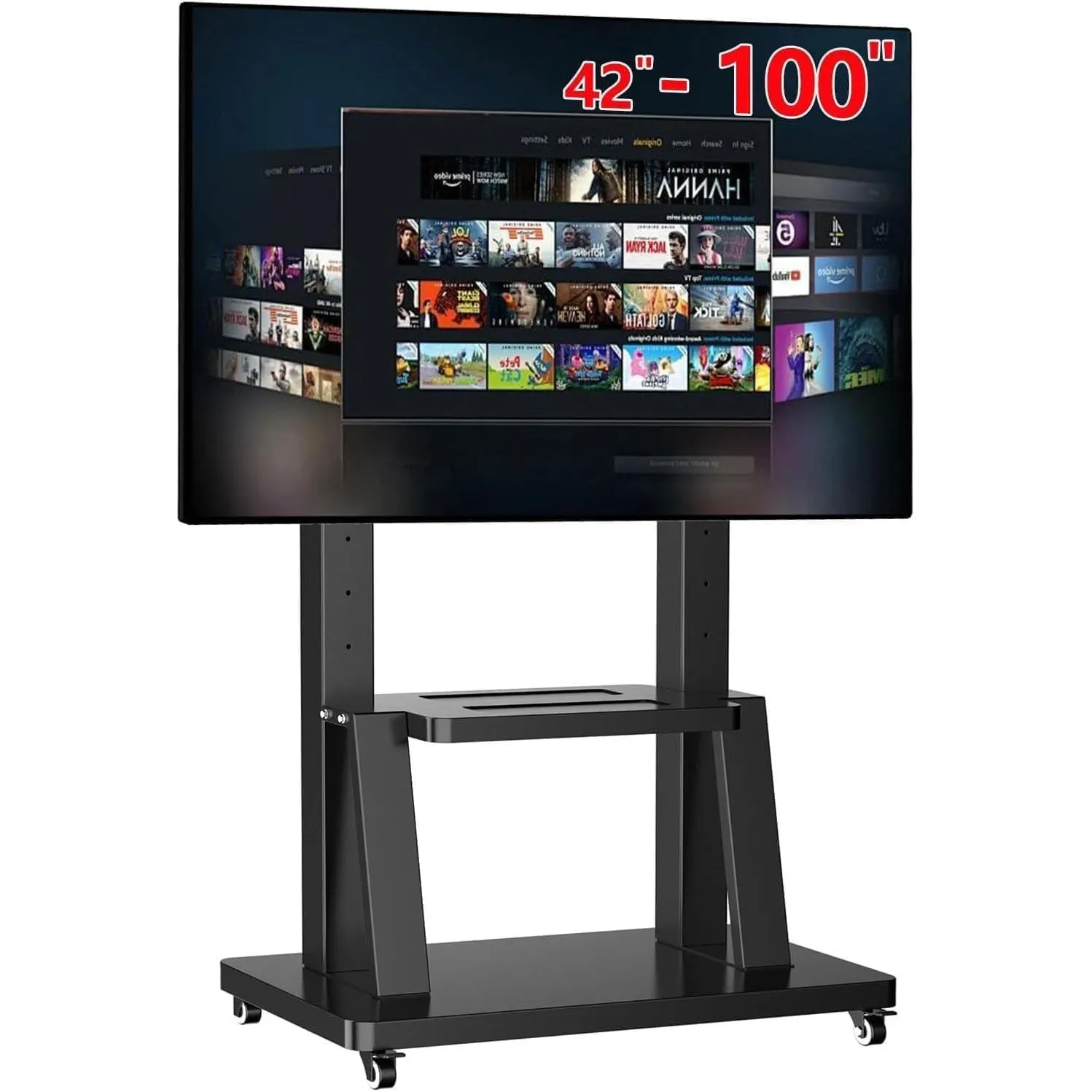 TV Ständer Rollbar mit Rollen für 32-100 Zoll Fernseher, Fernsehständer höhenverstellbar TV Standfuß Trolley ür 50 55 6…