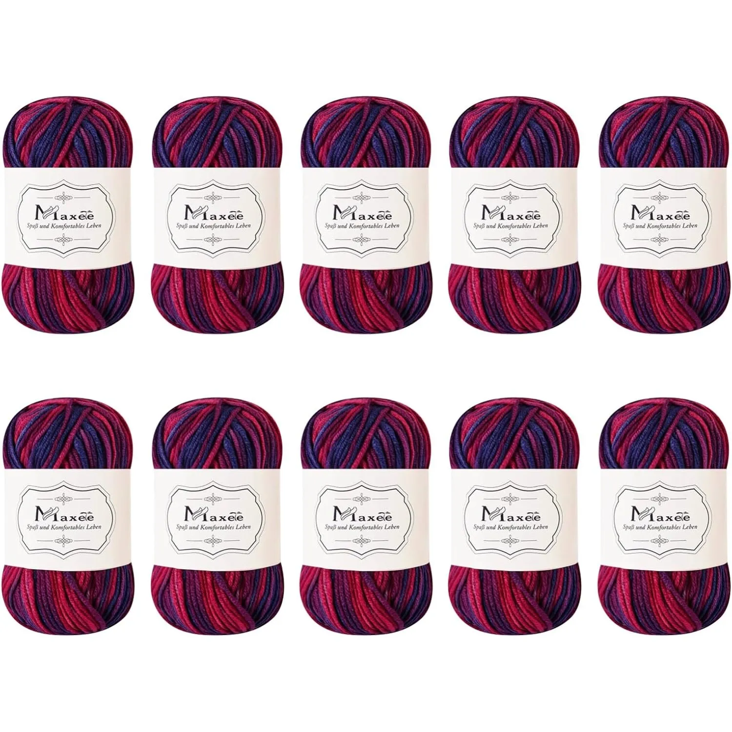 Maxee Handstrickgarn, 10×50 g Häkelgarn, Bunt Farbverlauf Acrylgarn zum Stricken, Weicher Wolle zum Häkeln, Mehrfarbige…