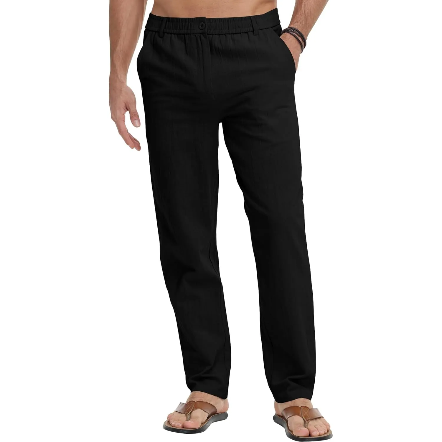 LVCBL Herren Hosen Leichte Sommerhose Lang Freizeithose Strandhose Herrenhosen