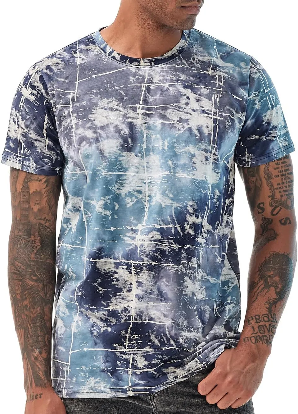 USALL Herren Sommer DruckT-Shirt 95% Baumwolle Casual Atmungsaktives Männer T-Shirt Kurzarm