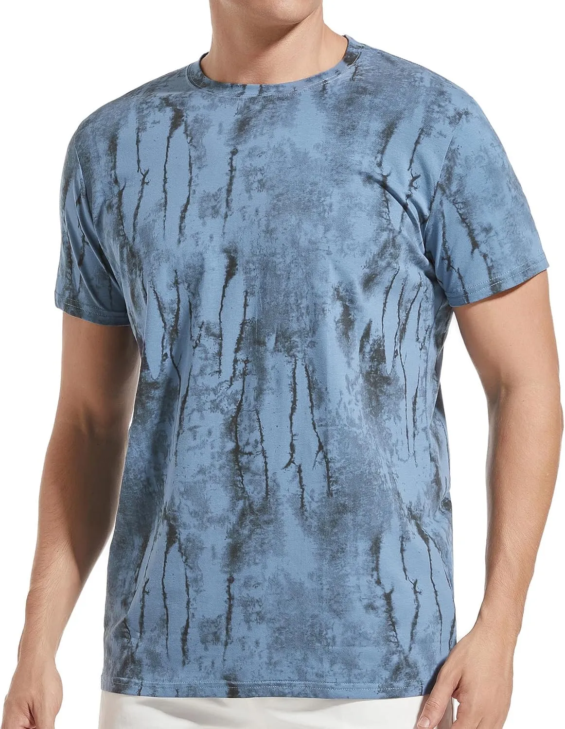 USALL Men's Summer Print T-Shirt 95% Cotton Casual Breathable Men's T-Shirt Short Sleeve