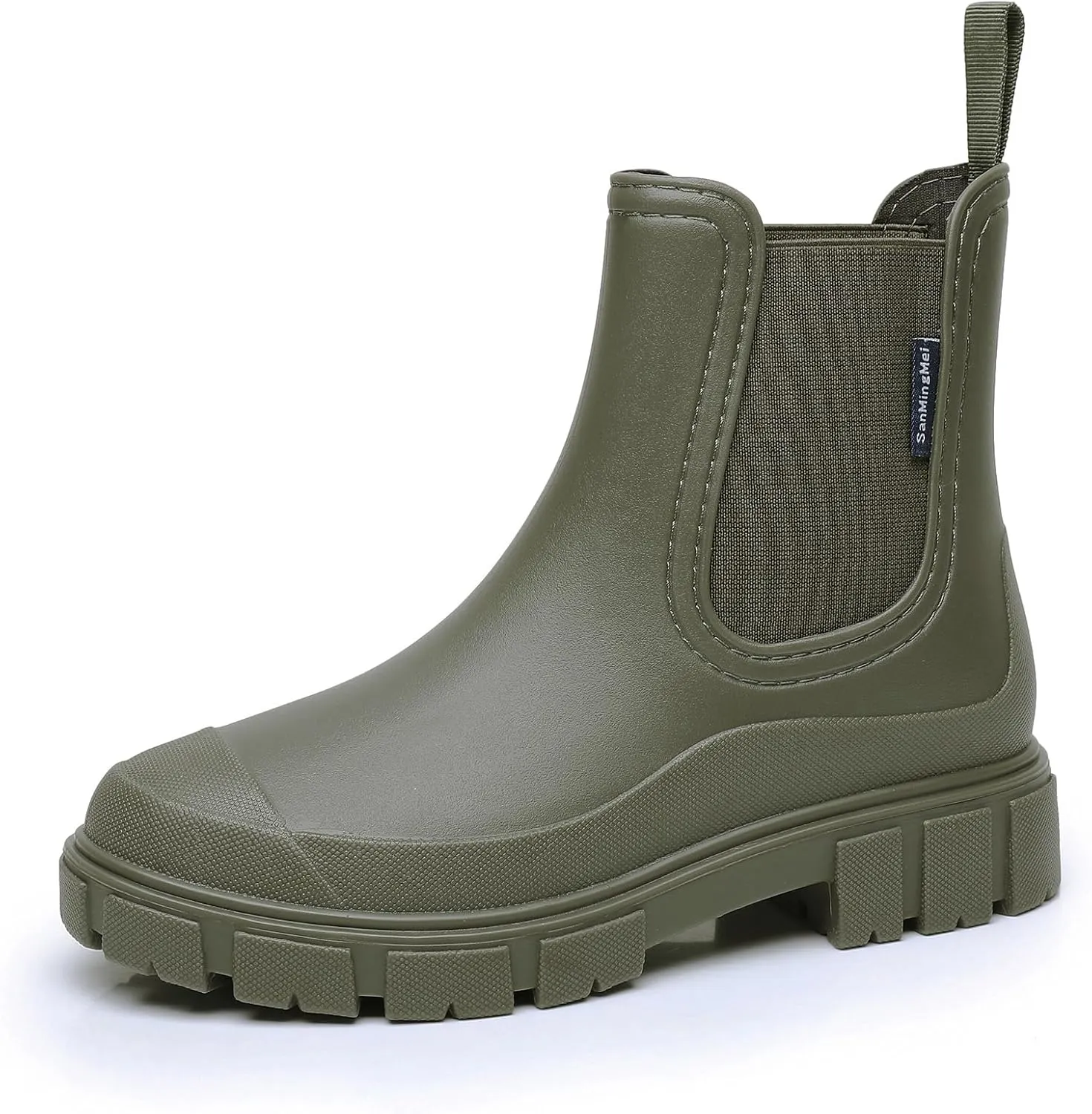 DRECAGE Gummistiefel Damen Wasserdicht Stiefel Damen Halbhoch Ankle Chelsea Boots Stylisch Stiefeletten mit Rutschfest …