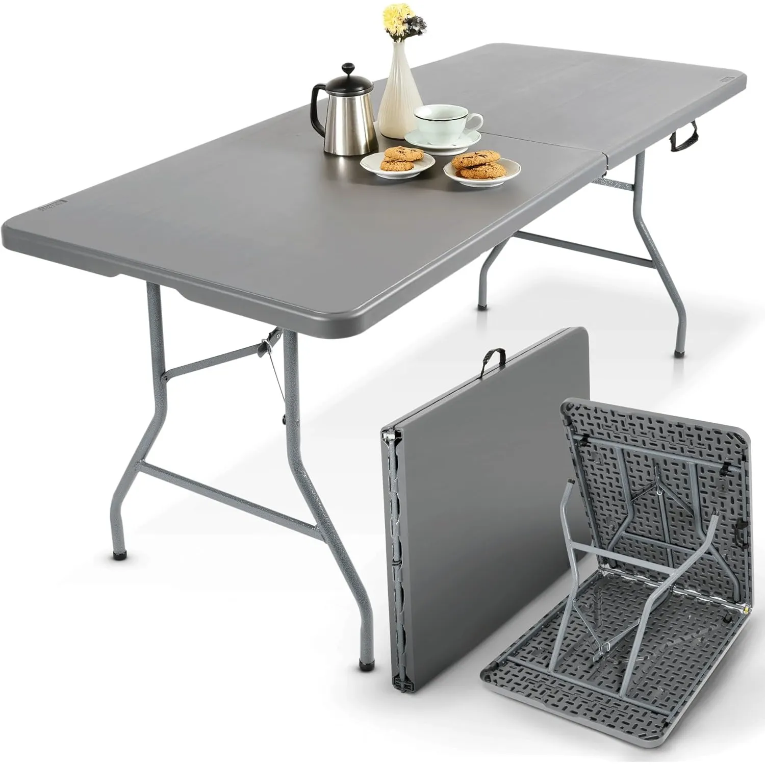 Arebos Klapptisch Anthrazit Gartentisch Klappbar | 182x74 cm Wetterfest Outdoor | Buffettisch 8 Personen Campingtisch |…