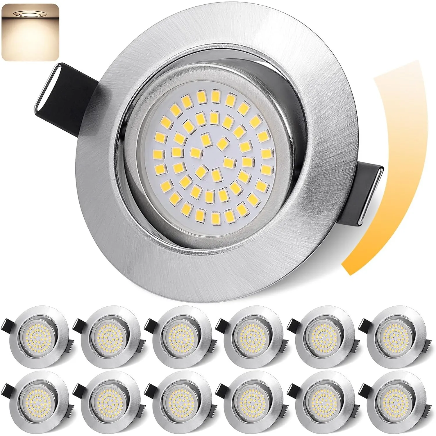 GeyouLux LED Einbaustrahler 230V Dimmbar 68mm 6W IP44 LED Spots 12er set