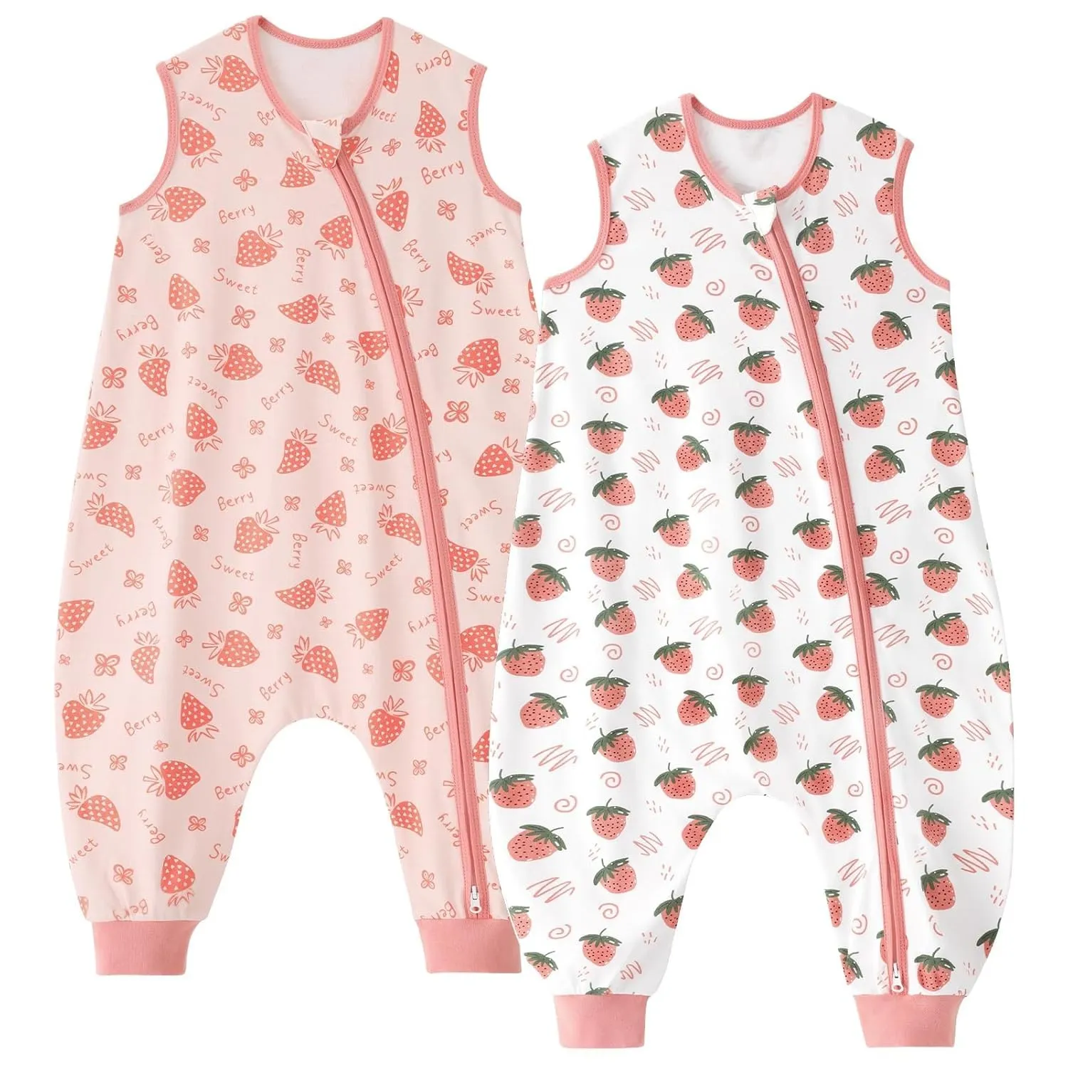 Unnivoll Baby Schlafsack mit Füßen 0,5 Tog Schlafsack Baby Sommer 2er Pack Baumwolle Schlafsack mit Beinen Babyschlafsa…
