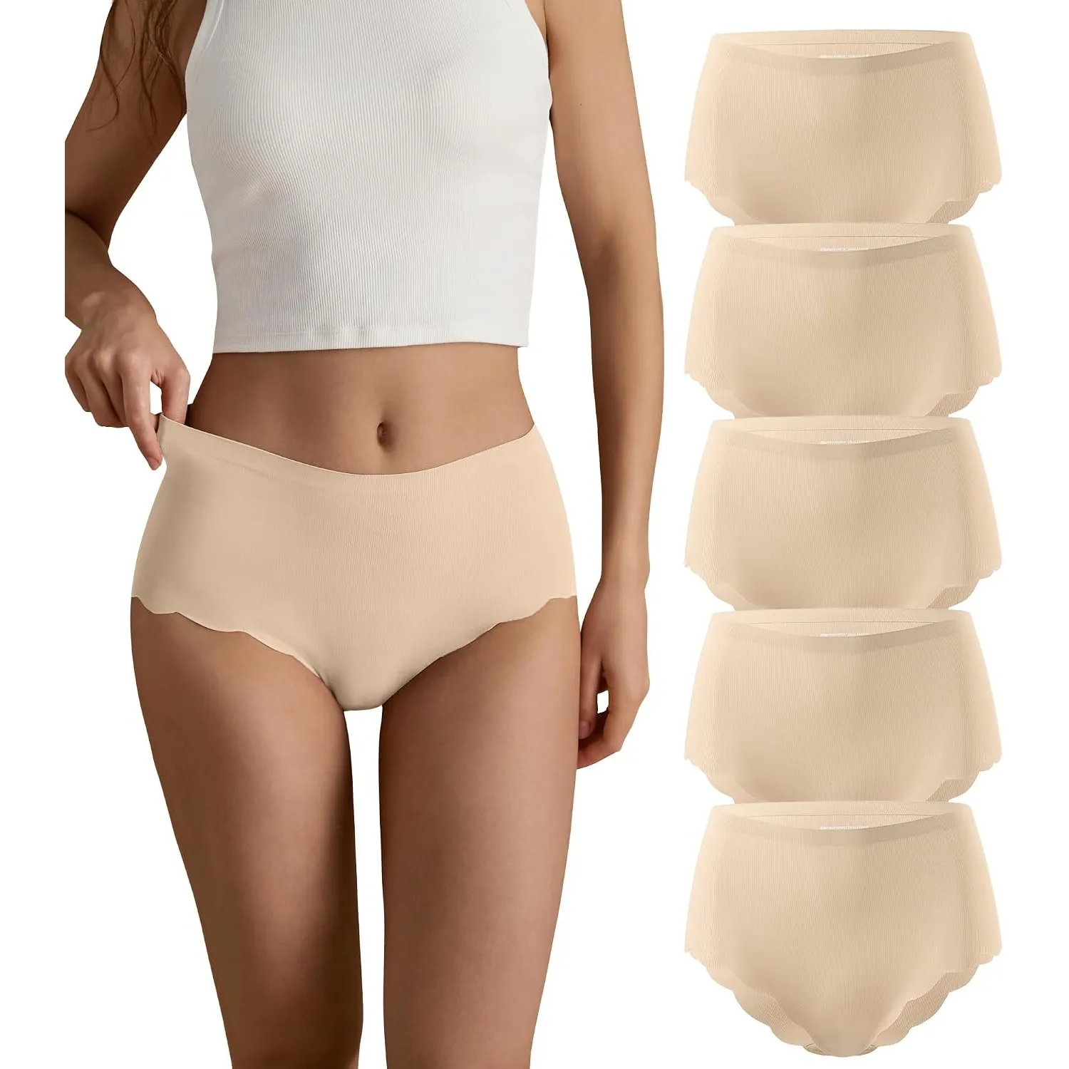 SHARICCA Nahtlos Slips Unterwäsche Damen Hohe Taille Bequeme Seamless Hipster Slips No Show Unterhosen Damen Panties Me…