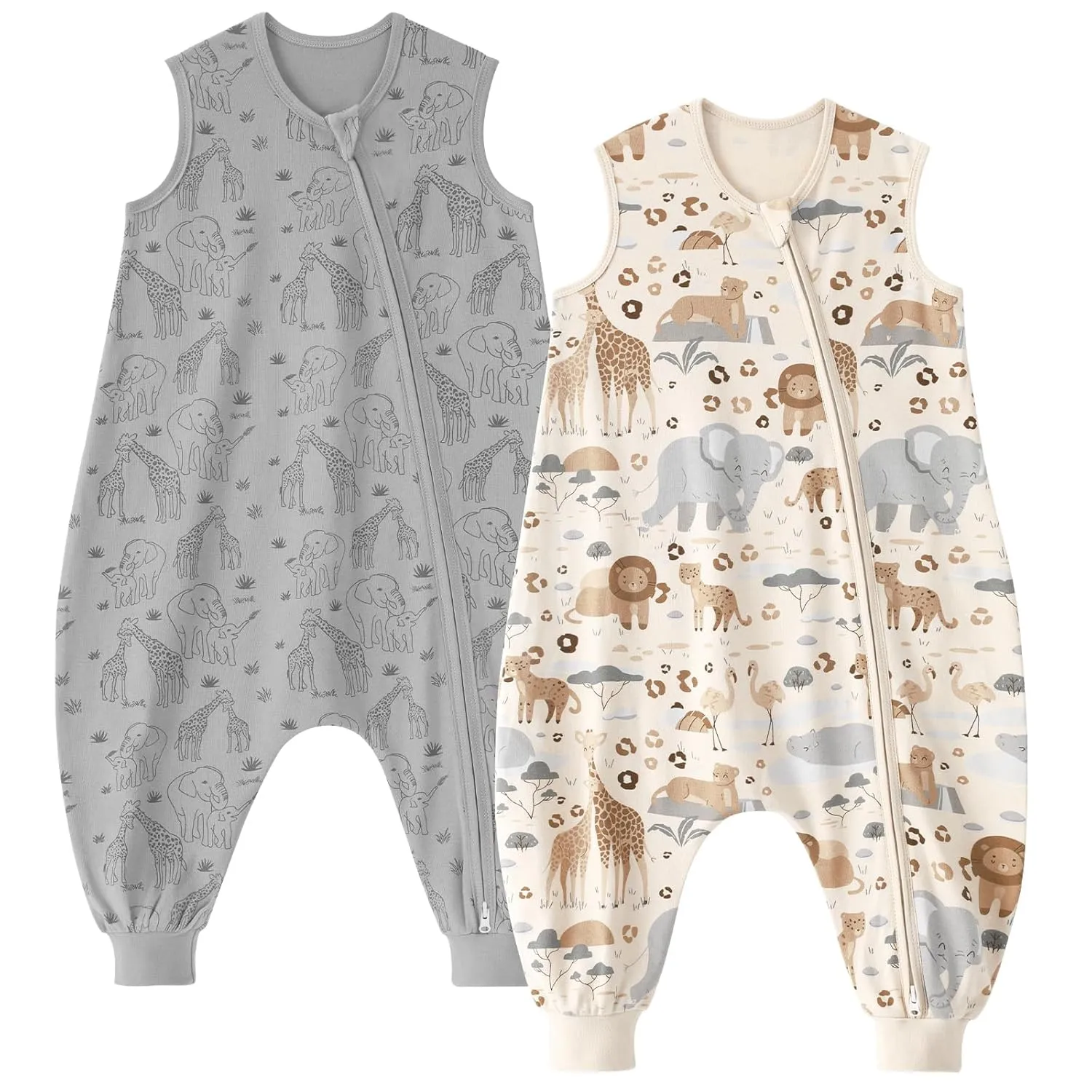 Unnivoll Baby Sleeping Bag with Feet, 0.5 Tog, Sleeping Bag, Baby Summer, Pack of 2, Cotton Sleeping Bag with Legs, Bab…