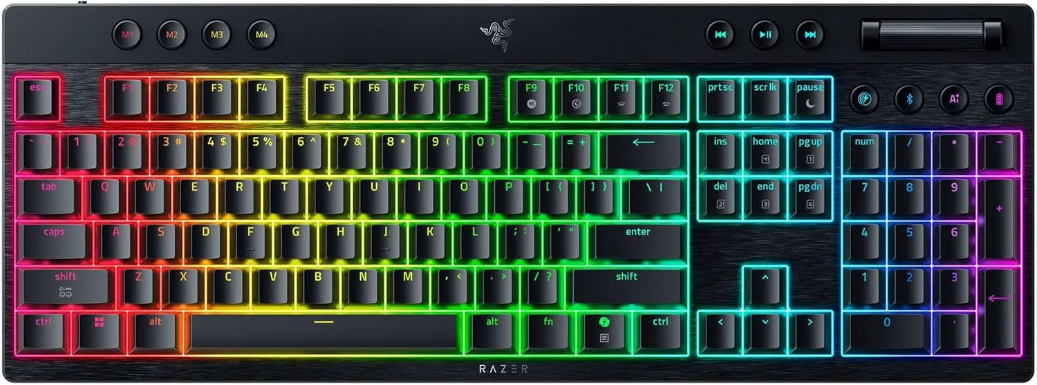 Razer BlackWidow V4 Low-Profile HyperSpeed - Wireless, Flat Mechanical Gaming Keyboard (HyperSpeed Wireless & BT, Multi…