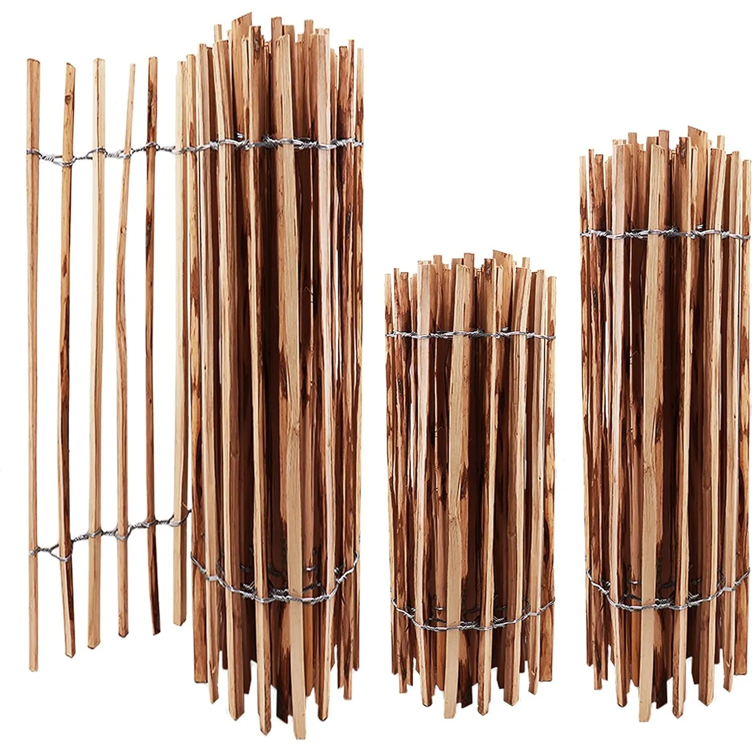 Aquagart Staketenzaun Höhen 50cm - 120cm hoch Lattenabstand 3-5cm Gartenzaun Kastanienzaun aus Haselnuss Langlebiger Ho…