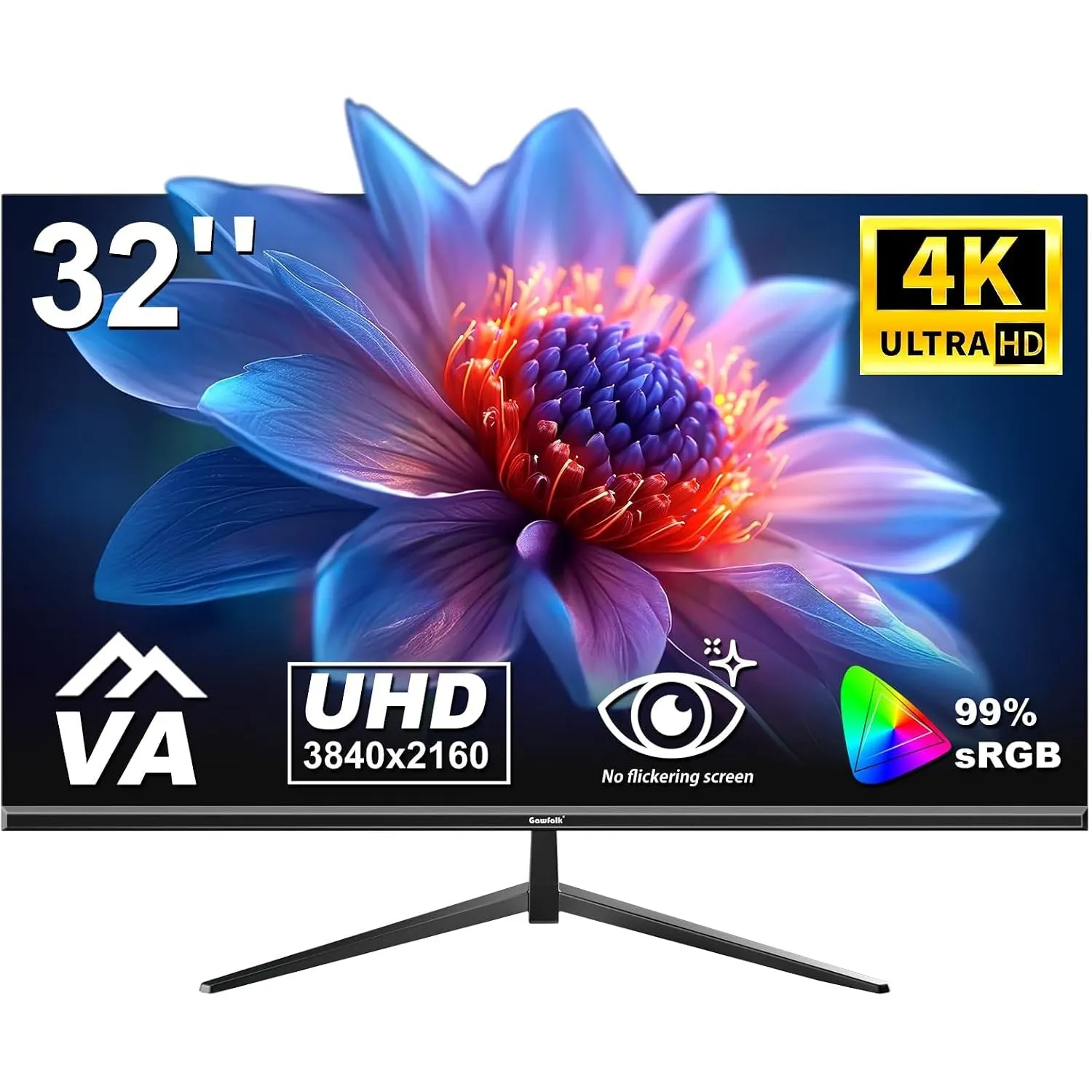 Gawfolk 32 Zoll Monitor 4K (3840 * 2160) UHD PC Gaming Monitor, VA Panel, HDR, HDMI/DP, 60Hz, schmaler Rand, 100x100mm …