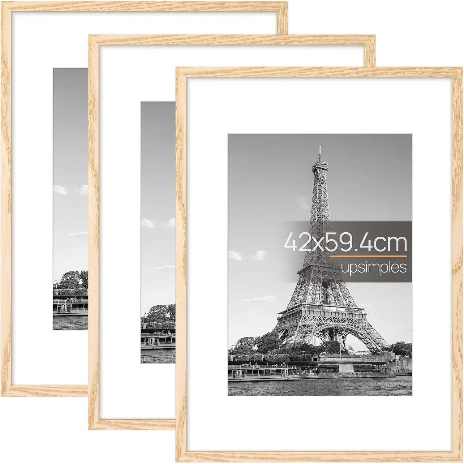 upsimples 3 Pack Bilderrahmen A2 Natur, Posterrahmen für Fotografie | 42x59.4 cm Bilderrahmen für Wanddekoration, Poste…