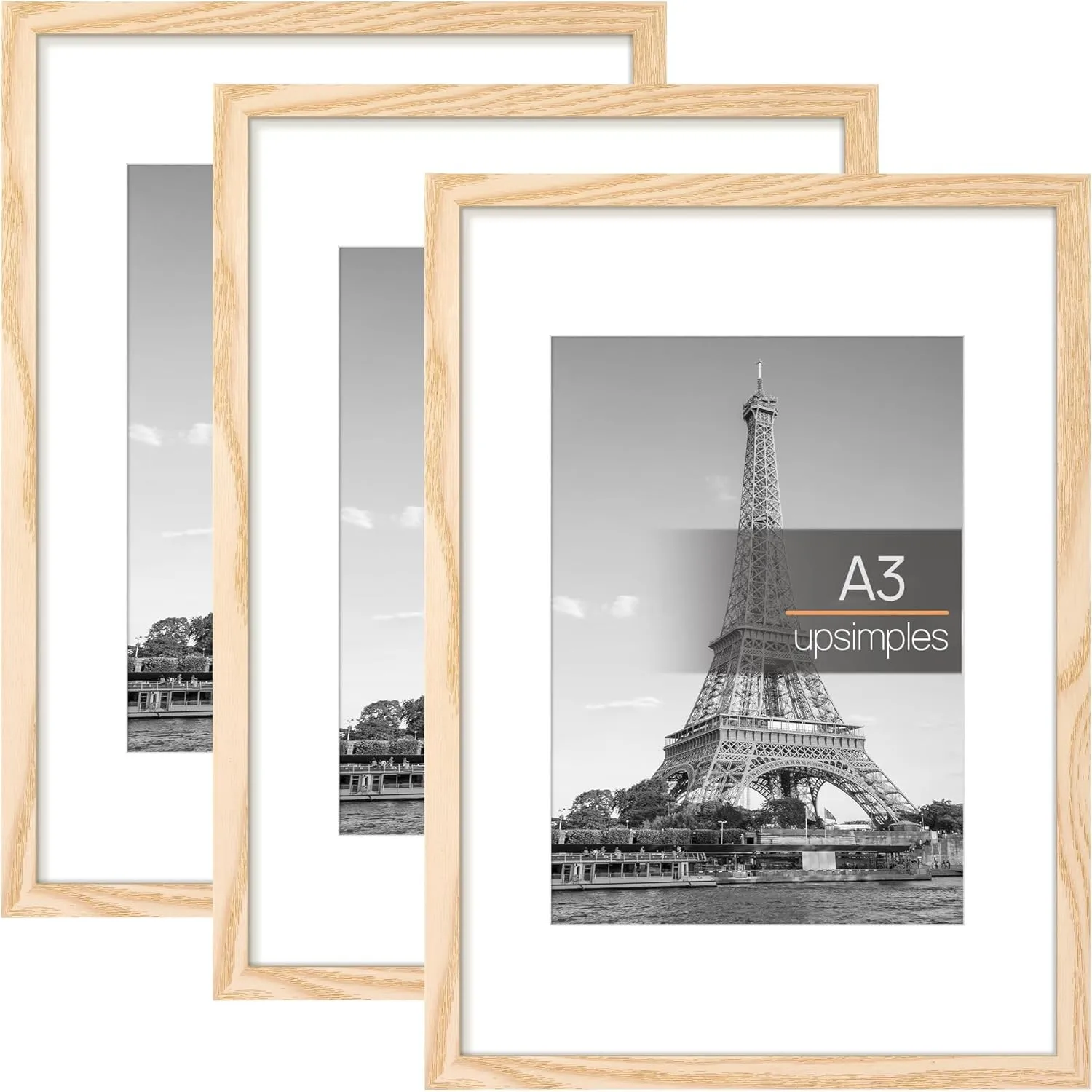 upsimples 3 Pack Bilderrahmen A3, Rahmen Natur, Picture Frame 29,7x42 cm