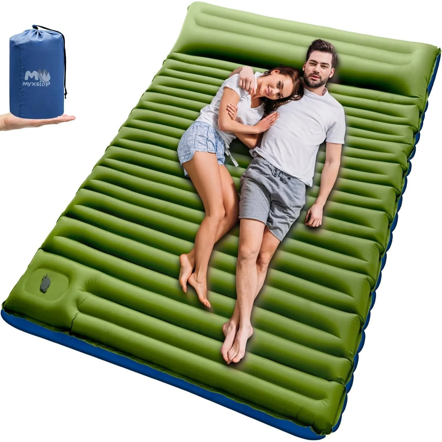 Myxslop Isomatte Camping, 12CM Doppel Camping Matratze, Ultraleicht Luftmatratze Schlafmatte für 2 Personen Kleines Pac…