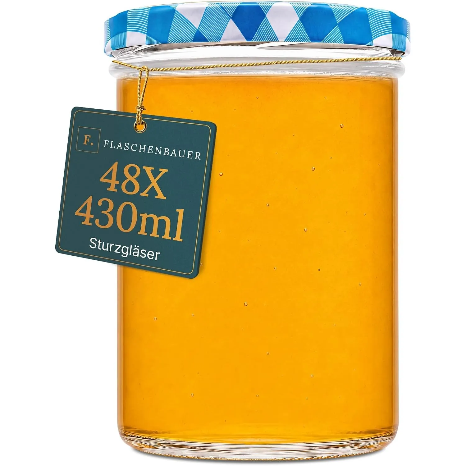 Flaschenbauer - Sturzgläser 430ml 48er Set - Einmachgläser mit Deckel TO82, Schraubgläser, Marmeladengläser, Einkochglä…