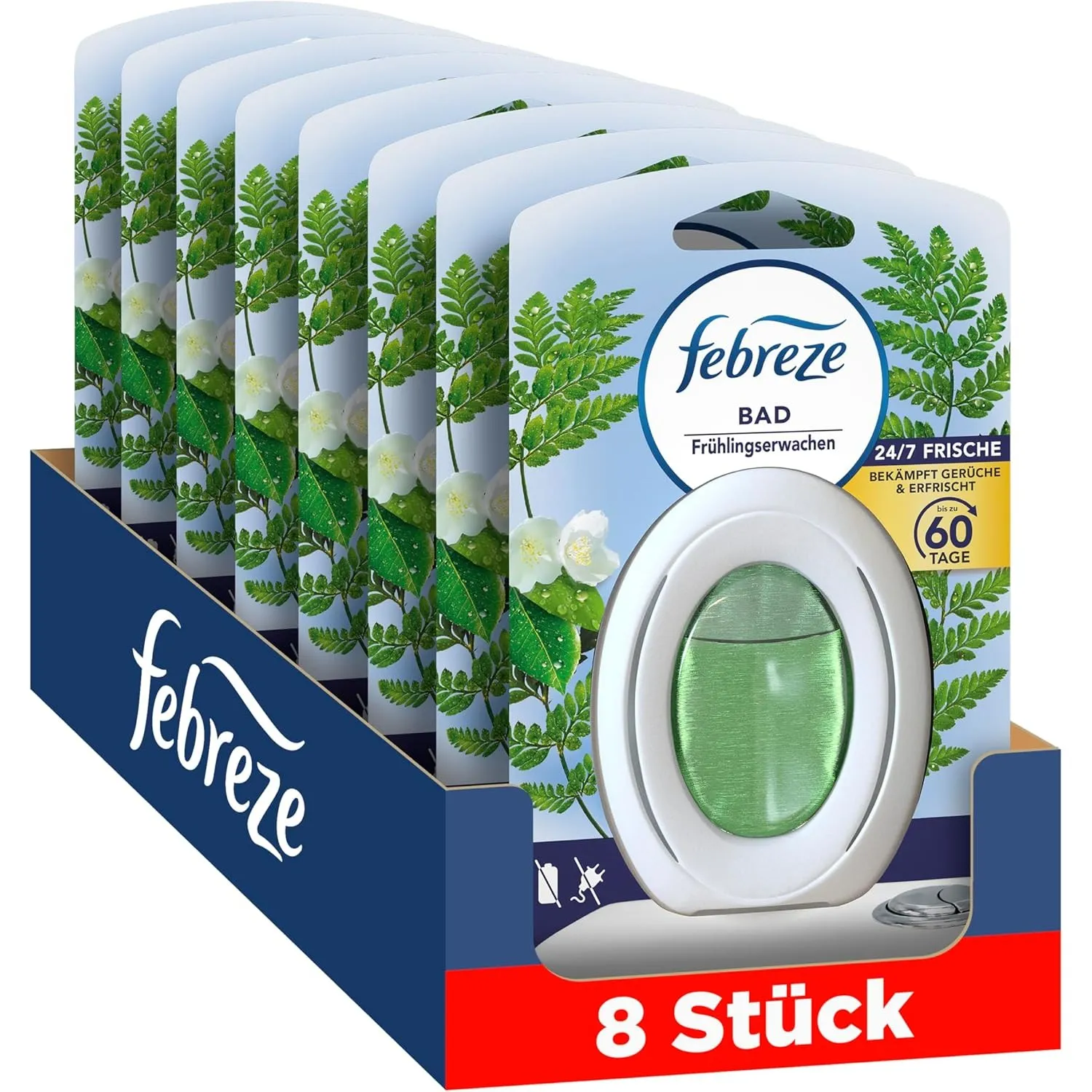 Febreze Frühlingserwachen Bad Lufterfrischer 8x, kontinuierliche Geruchsbekämpfung und -verhinderung