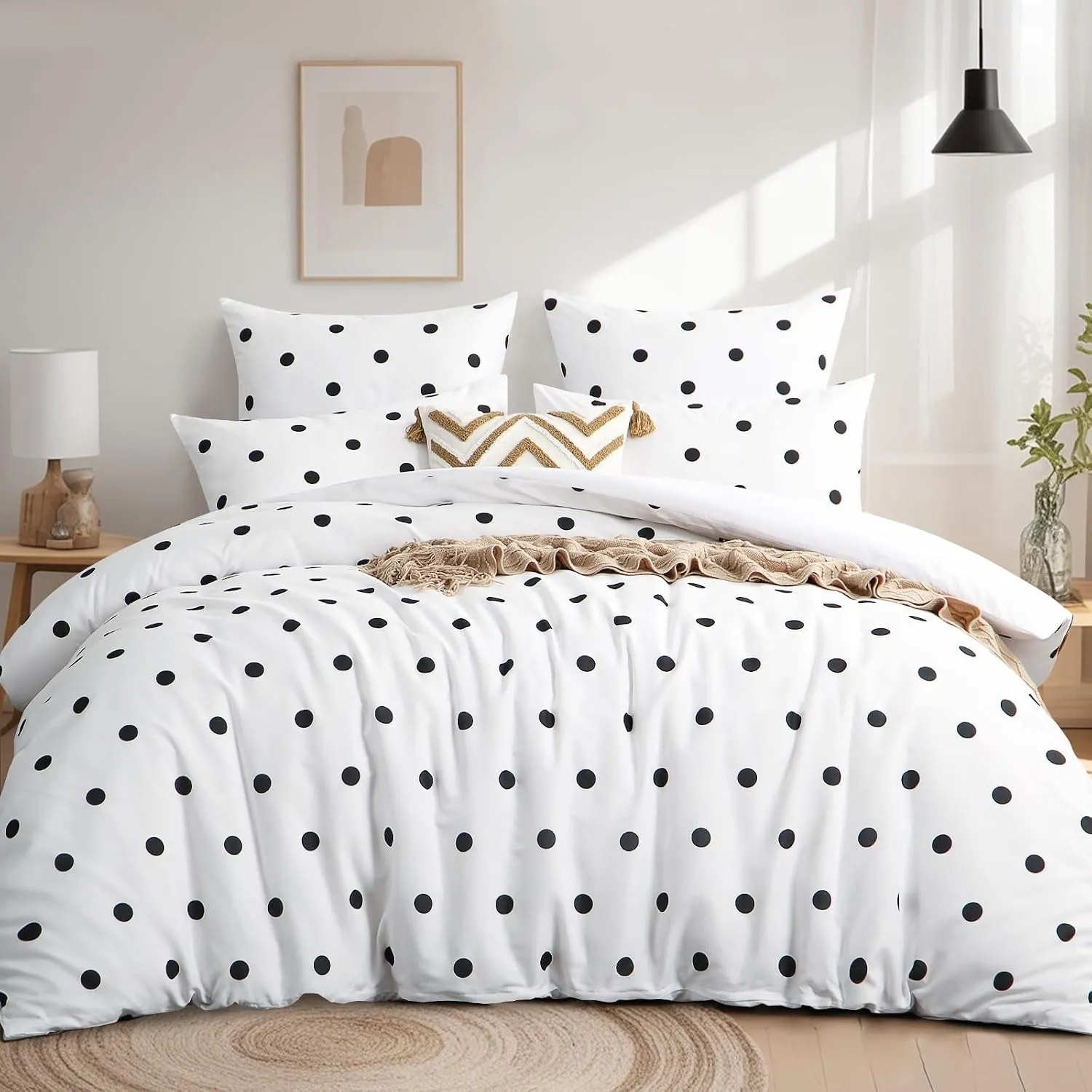 Bettwäsche 155x220 2 Teilig, Bettbezug 155x220cm mit 1 Kissenbezug 80x80 cm, ÖKO-TEX Mikrofaser Bettwäsche-Sets Polka D…