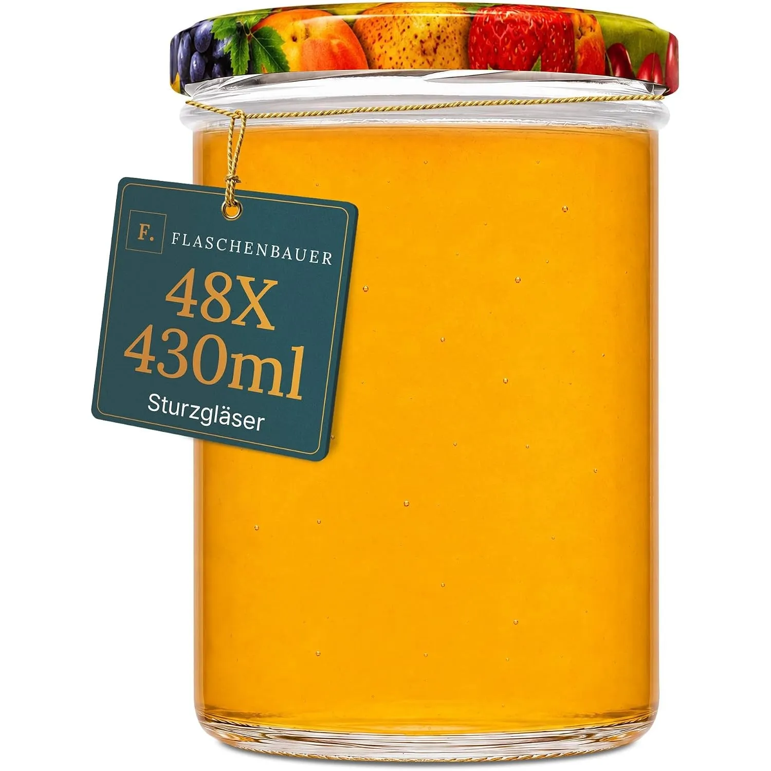 Flaschenbauer - Sturzgläser 430ml 48er Set - Einmachgläser mit Deckel TO82, Schraubgläser, Marmeladengläser, Einkochglä…