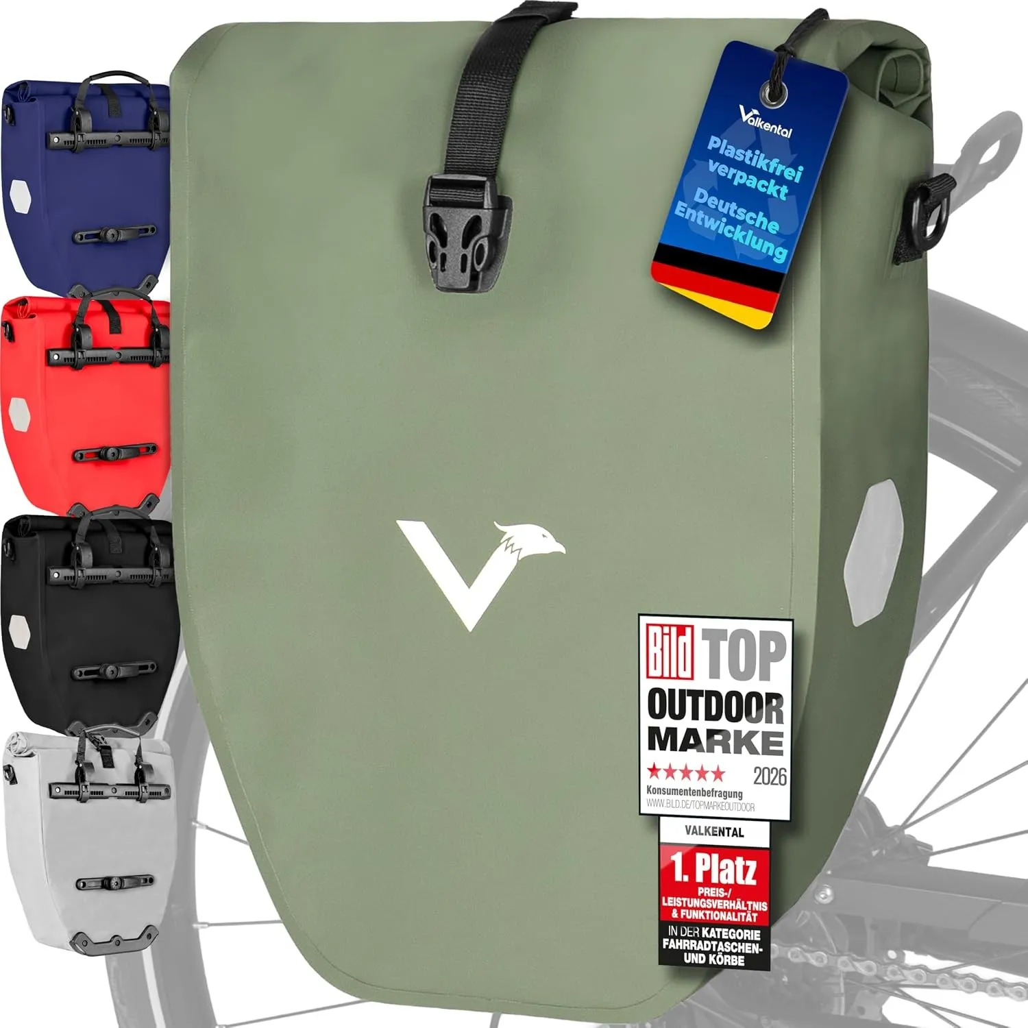 Valkental Gepäckträgertasche, Wasserdicht & Abschließbar | Abschließbar für Diebstahlschutz, große Reflektoren für Sich…