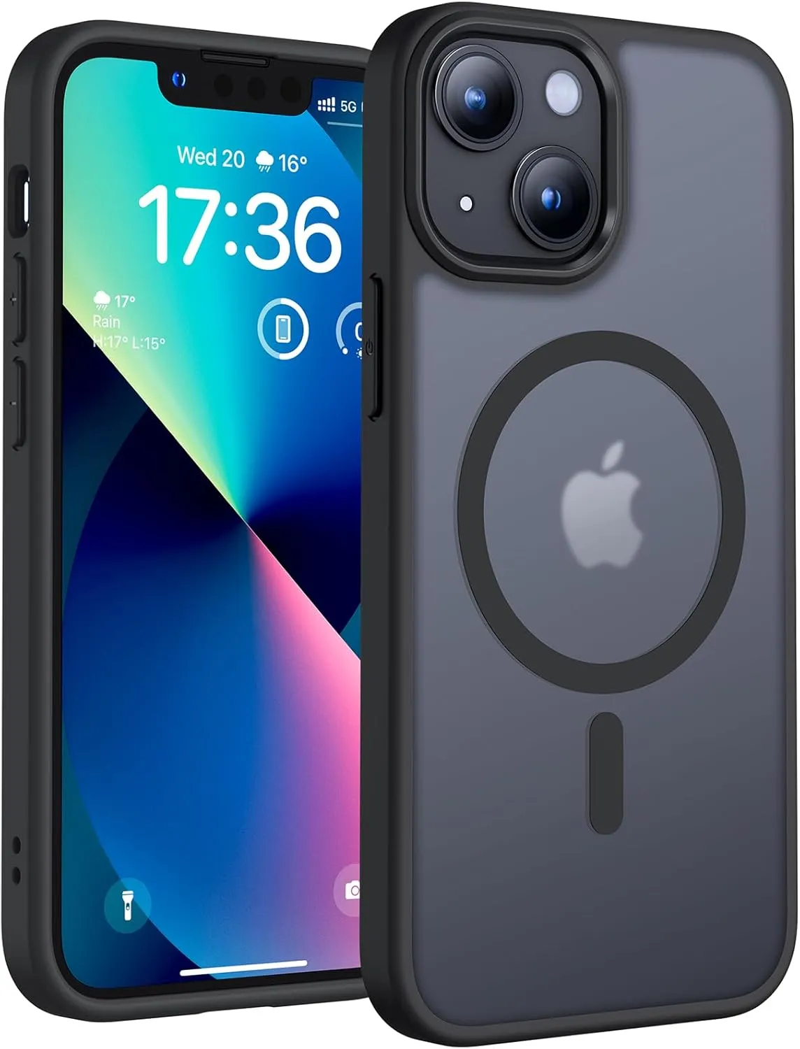 TOCOL For iPhone 13 Mini Case for Magsafe, Shockproof, Anti-Fingerprint, Scratch-Resistant, Translucent Back, Non-Slip, Matt, Magnetic Mobile Phone Case for iPhone 13 Mini, Black