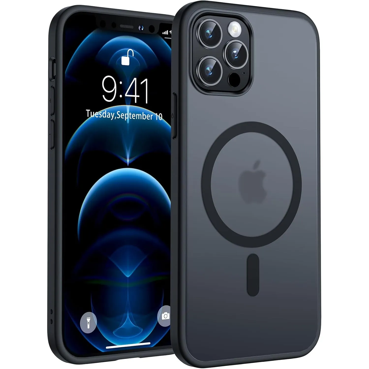TOCOL für iPhone 12 Pro Hülle, Kompatibel mit MagSafe, Schwarz
