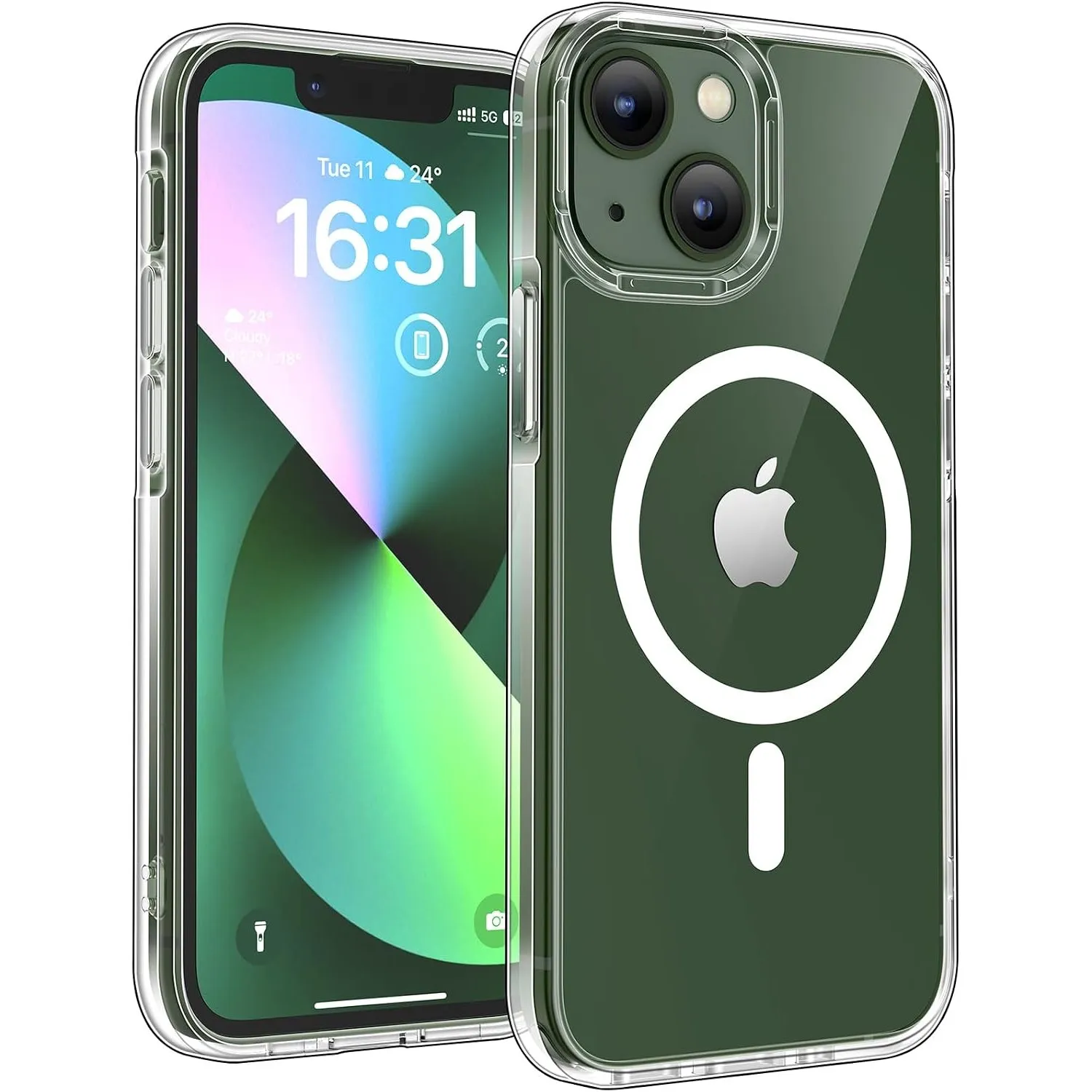 TOCOL für iPhone 13 Mini Hülle, Kompatibel mit MagSafe, Transparent