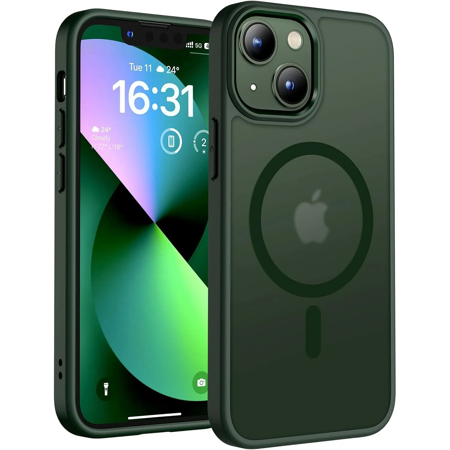 TOCOL für iPhone 13 Mini Hülle, Kompatibel mit MagSafe, Alpengrün