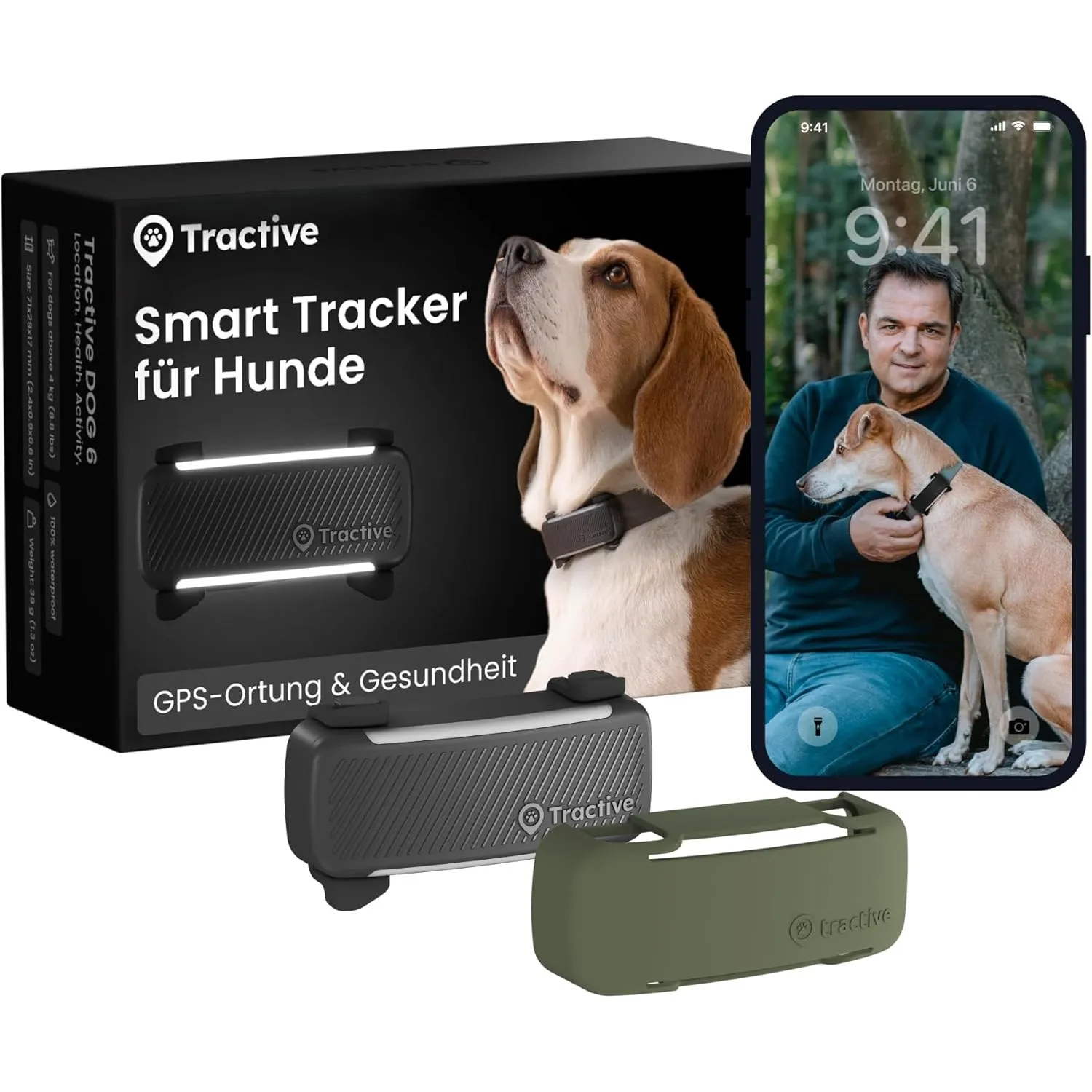 Tractive Smarter Hunde GPS Tracker | Bundle mit Cover | Modell 2025 | Live-GPS-Ortung | Weglaufalarm & Gesundheitswarnu…