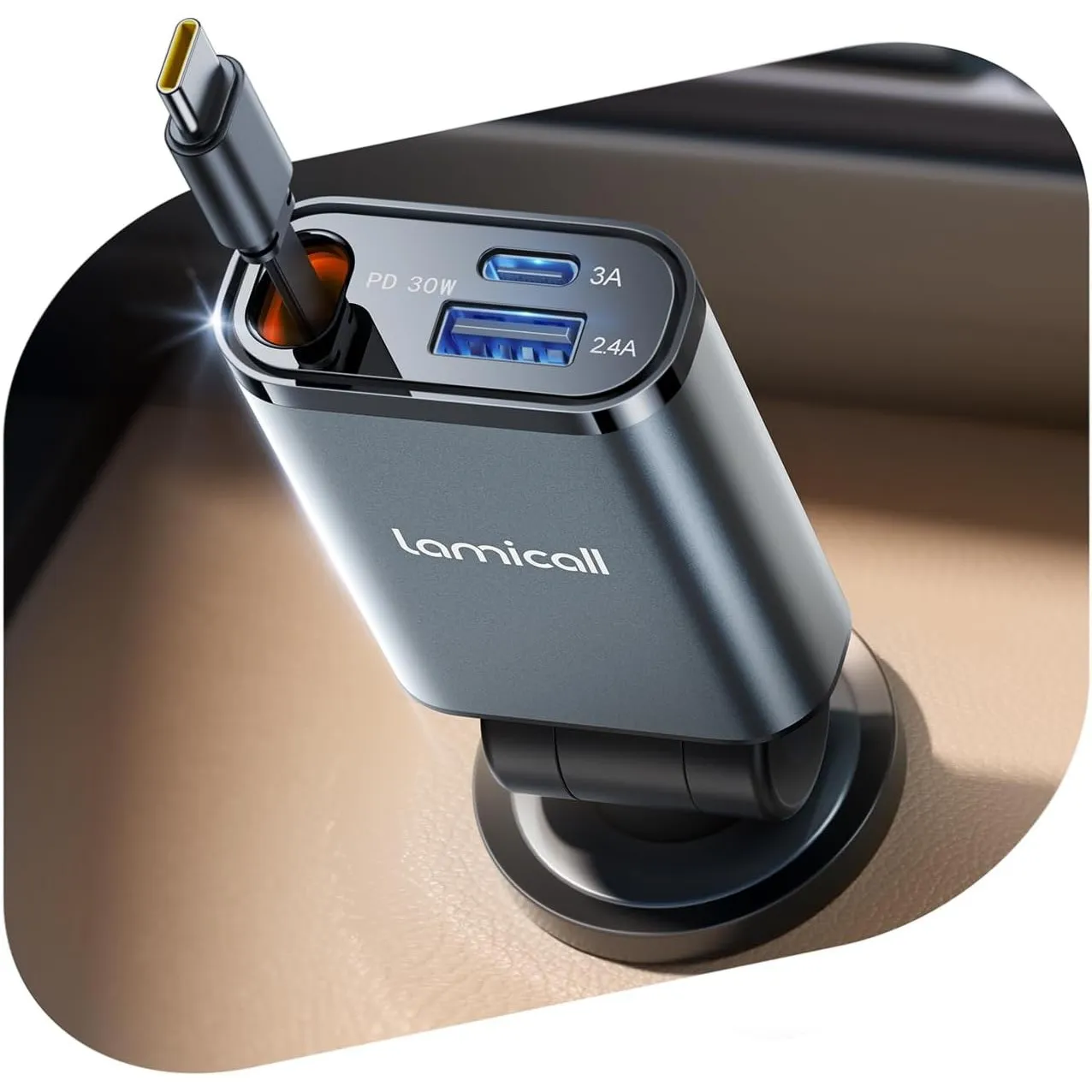 Lamicall 3 IN 1 Zigarettenanzünder USB C Auto Ladegerät Schnellladegerät