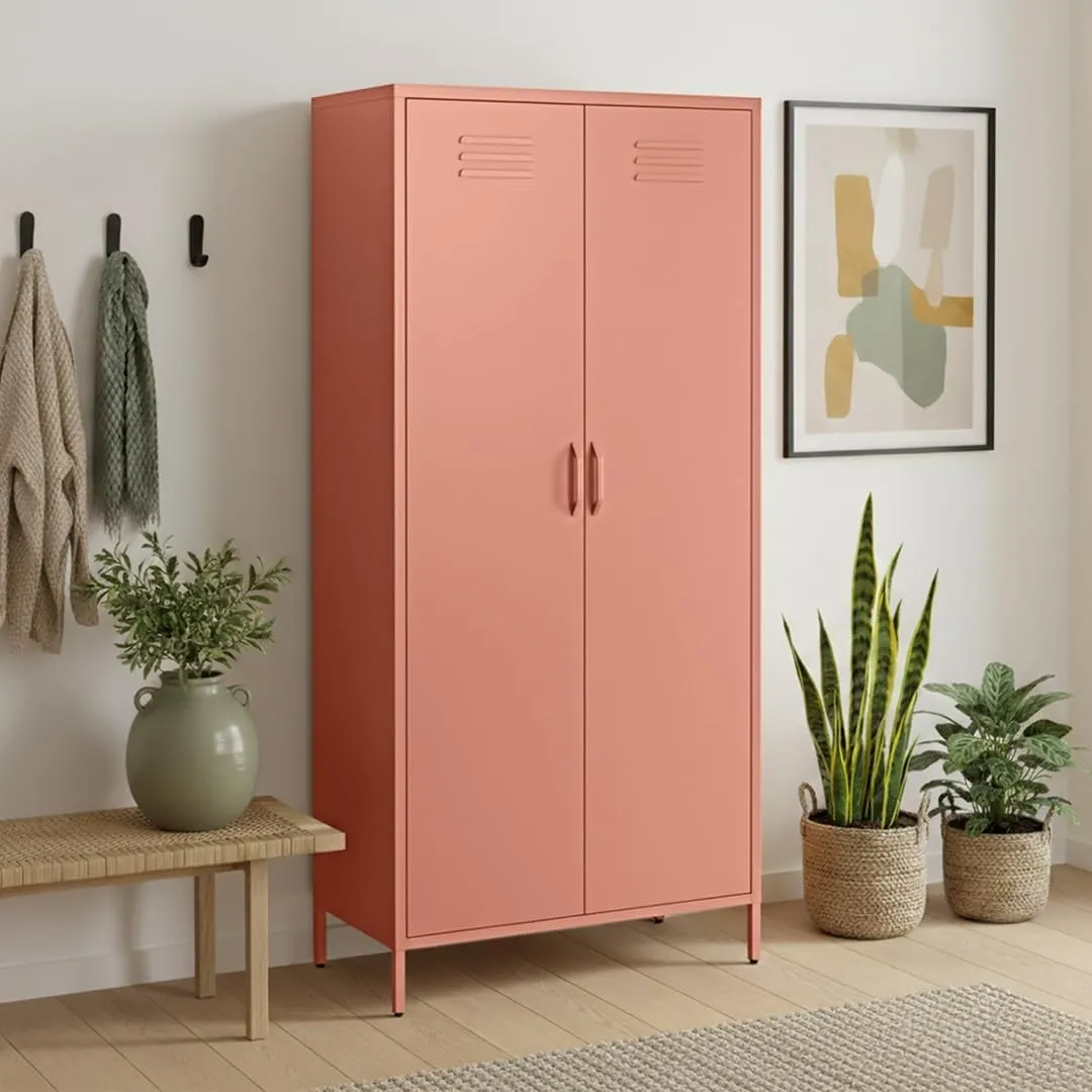 skølm Atria Kleiderschrank 80 cm, mit 6 Fächern, Terrakotta, Metallschrank