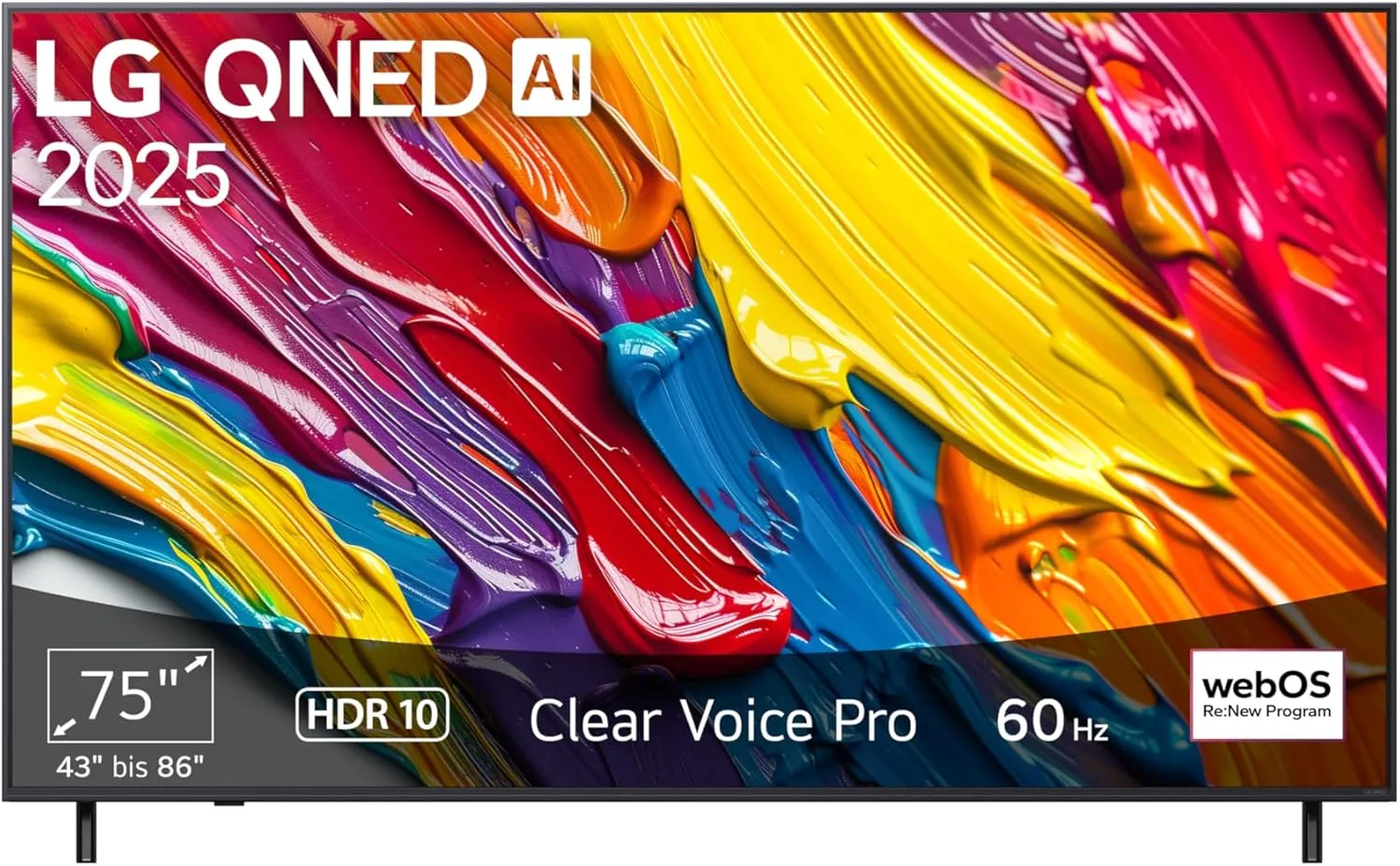 LG 75QNED82A6B, 75 Zoll (190 cm), 4K QNED AI TV, α7 Gen8 Prozessor, webOS 25, 60Hz, Modelljahr 2025