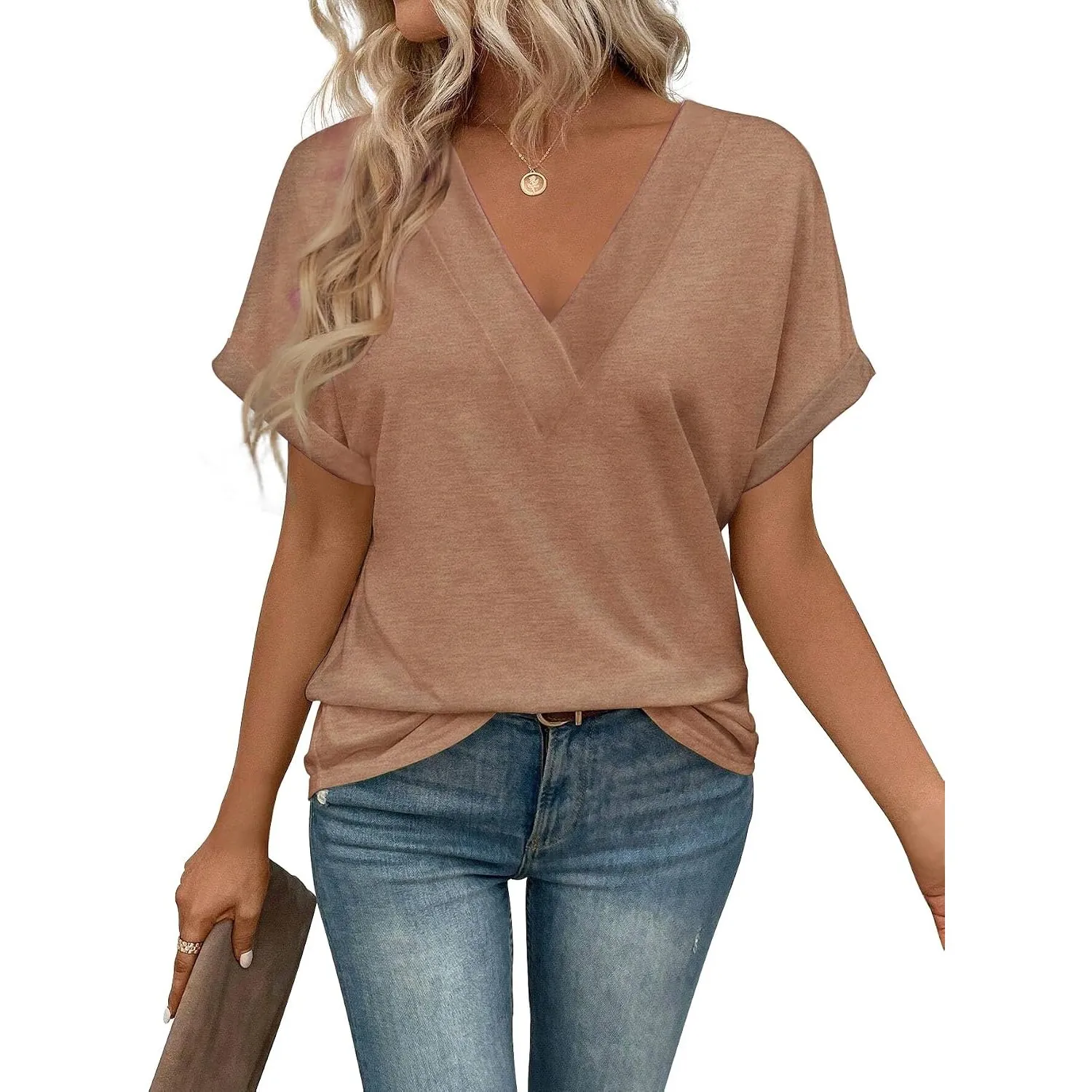 Cuptacc Tshirt Damen Oberteile Kurzarm V-Ausschnitt Shirts Sommer Basic Top | Sommer,V Ausschnitt,Oversized,Casual,Eleg…