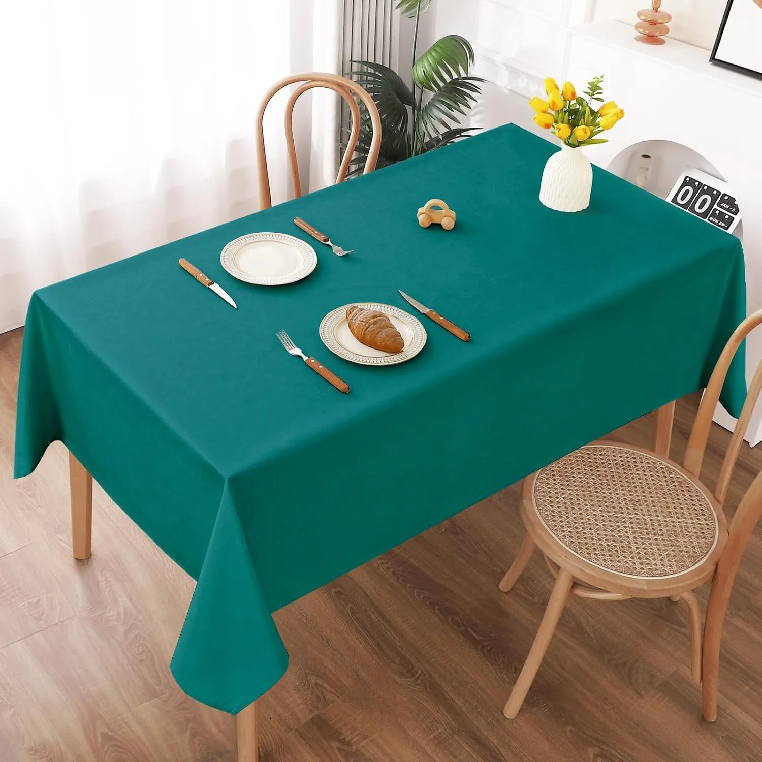 AooHome Tischdecke Abwaschbar, Blaugrün Tischdecken 135x180cm Leinen-Optik Tischtuch aus Polyester Wasserabweisend mit …