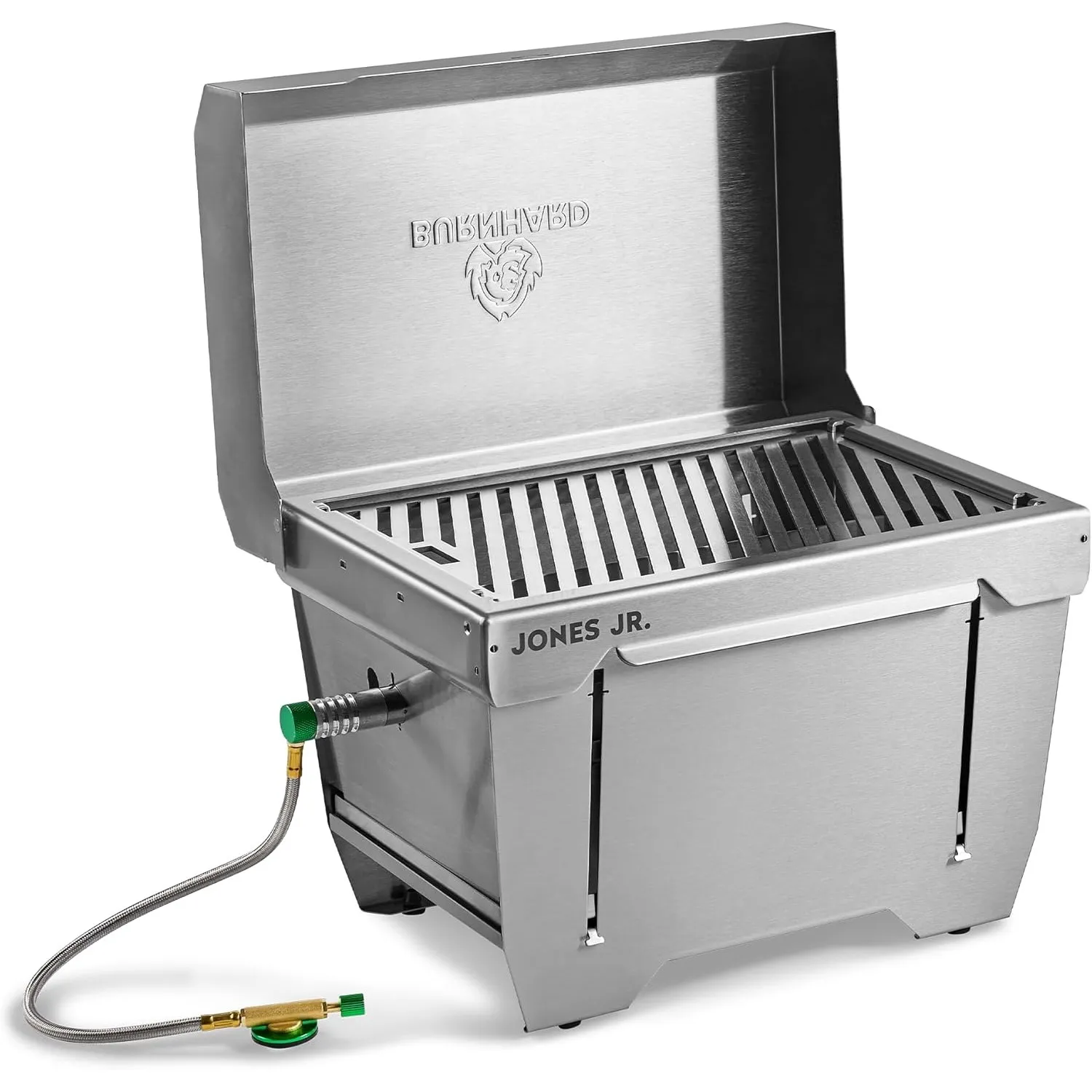 BURNHARD® Camping Gasgrill JONES Jr. Edelstahl Klappgrill mit Deckel | 1-Brenner 3,2 kW inkl. Transporttasche mit Rucks…
