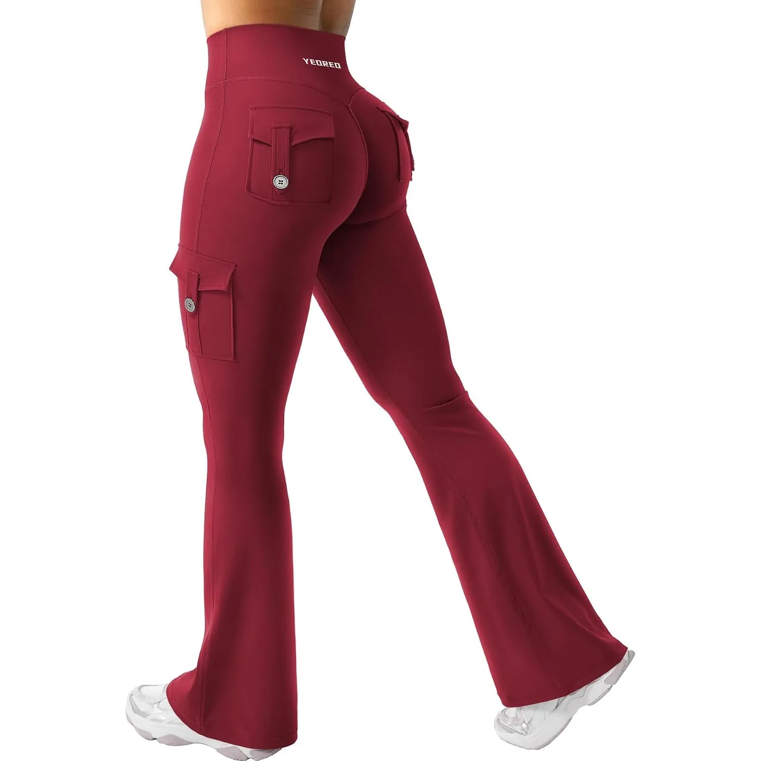 YEOREO CoreFlex Damen Invisible Scrunch Flare Leggings mit 4 Pockets