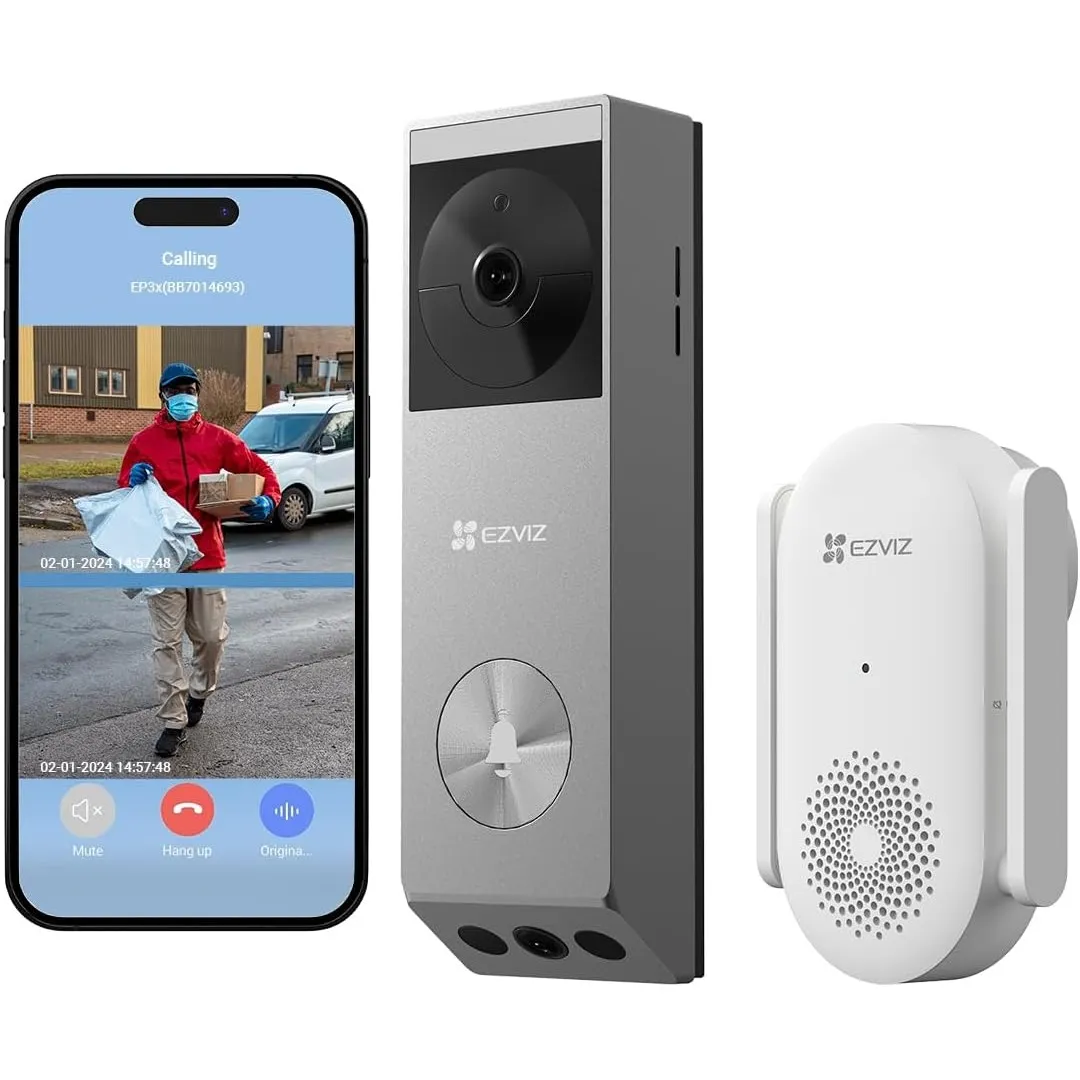 EZVIZ EP3x Pro + Chime WLAN Video Türklingel mit Kamera, 3MP+2MP Dual