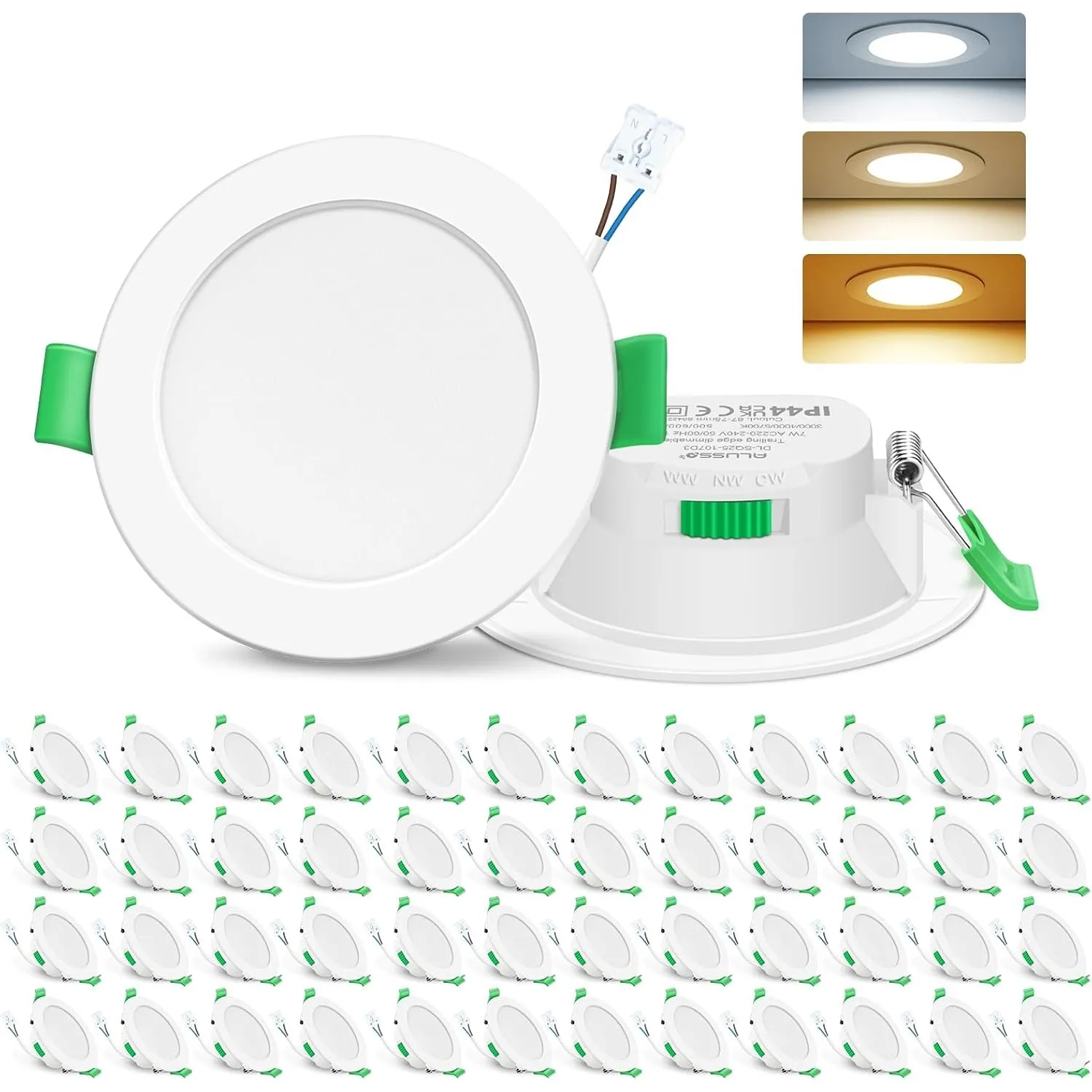 ALUSSO LED Einbaustrahler 230V 7W Deckenspots, 3000K/4000K/6500K Einbauspots, flach Dimmbar Ultra Slim Spots IP44 Decke…
