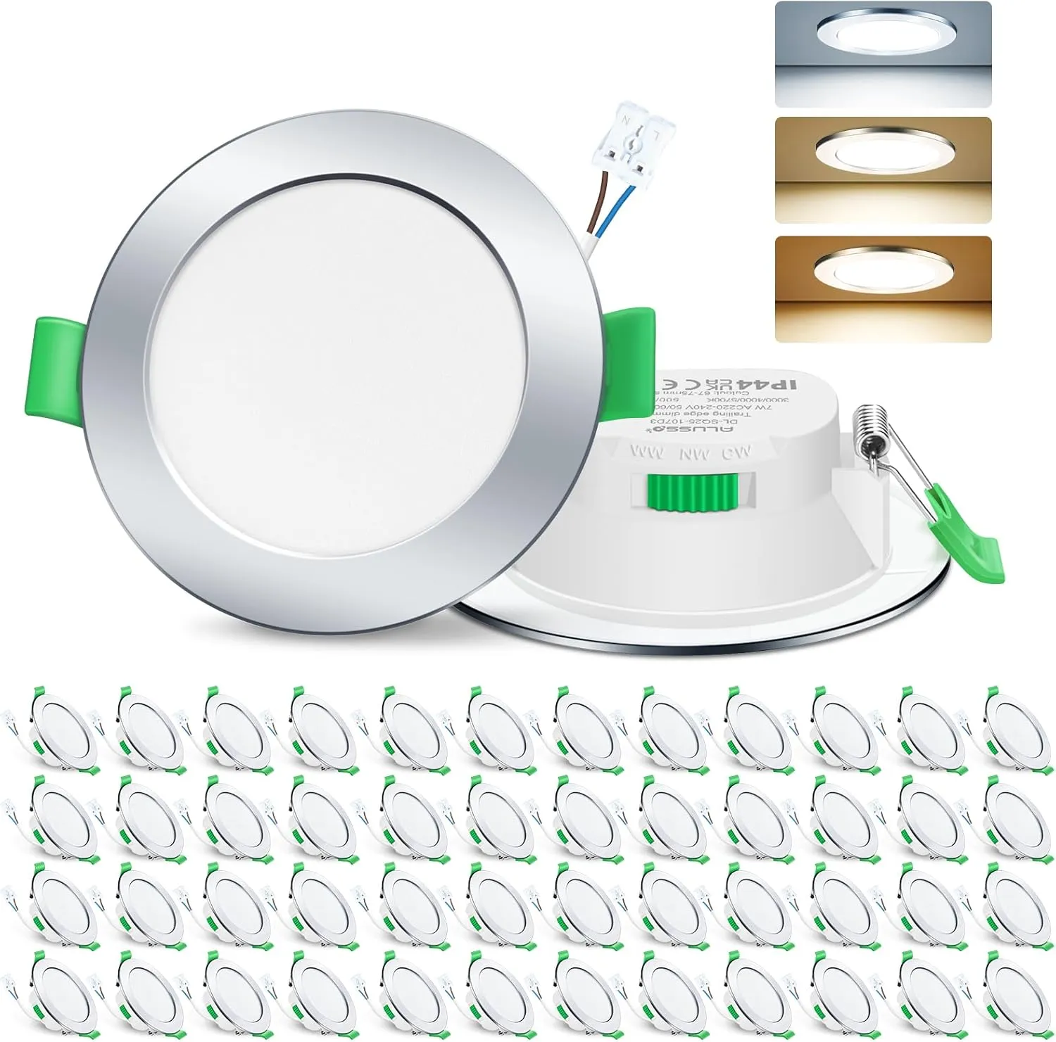 ALUSSO LED Recessed Spotlight 230 V Ceiling Spotlights Flat Dimmable 7 W Ultra Slim Spotlights IP44 Ceiling Spotlight R…