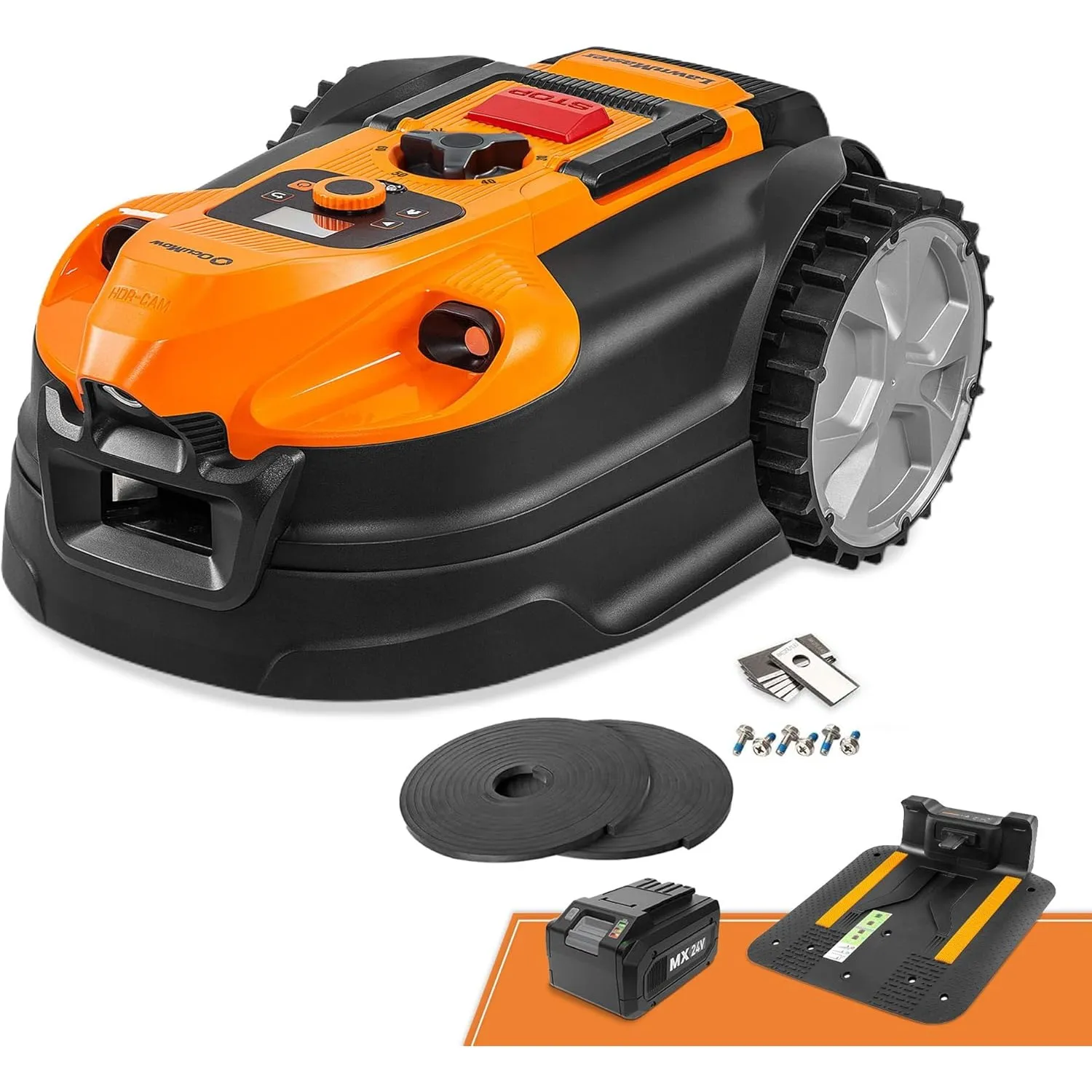 LawnMaster Mähroboter ohne Begrenzungskabel für bis zu 800 m², optische Navigation, intelligente Hinderniserkennung, au…