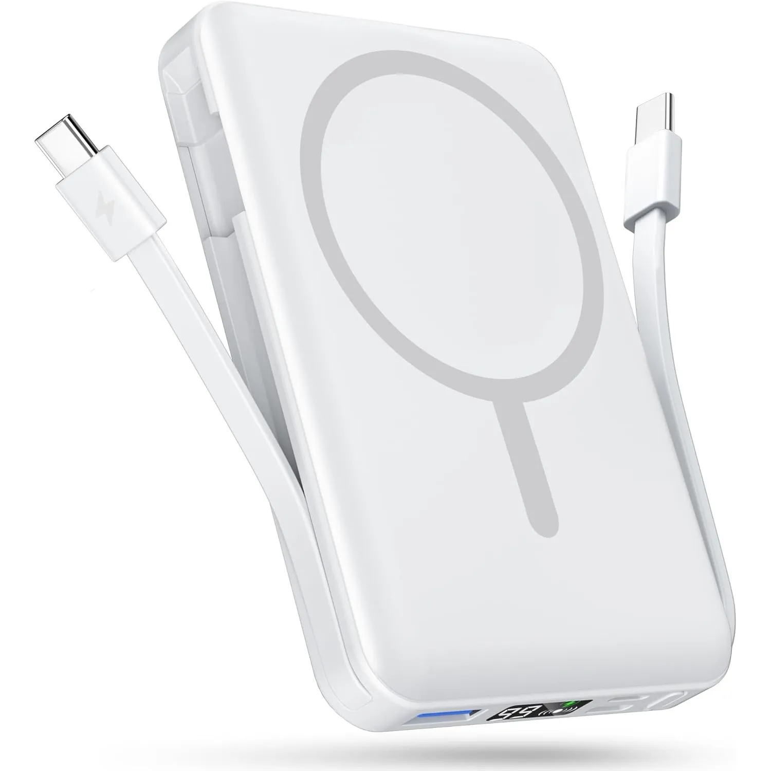 Podoru Powerbank für Magsafe,10000mAh Magnetisch Power Bank mit USB-C Kabel