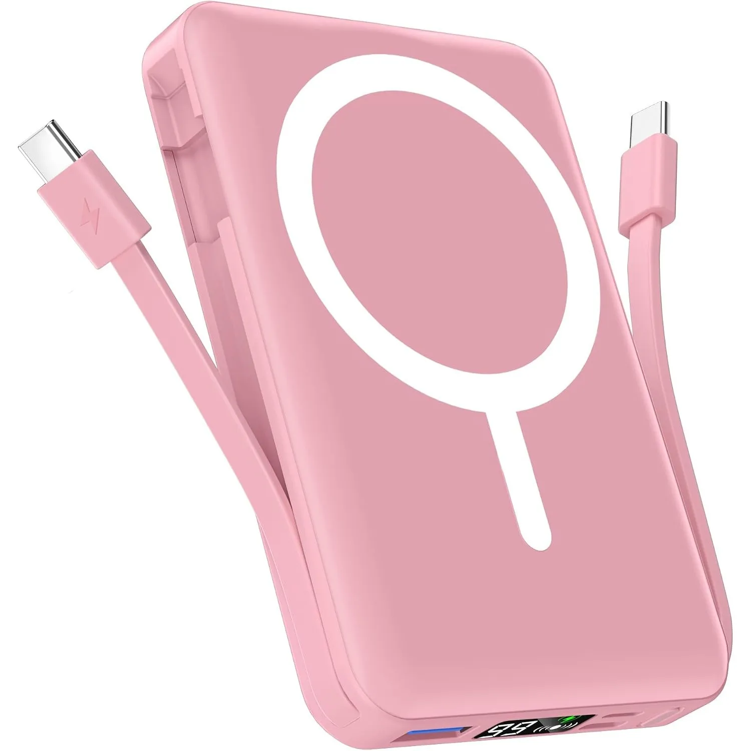 Podoru Powerbank für Magsafe,10000mAh Magnetisch Power Bank mit USB-C Kabel | Integrierte 2 USB‑C Kabel, 20W PD Schnell…