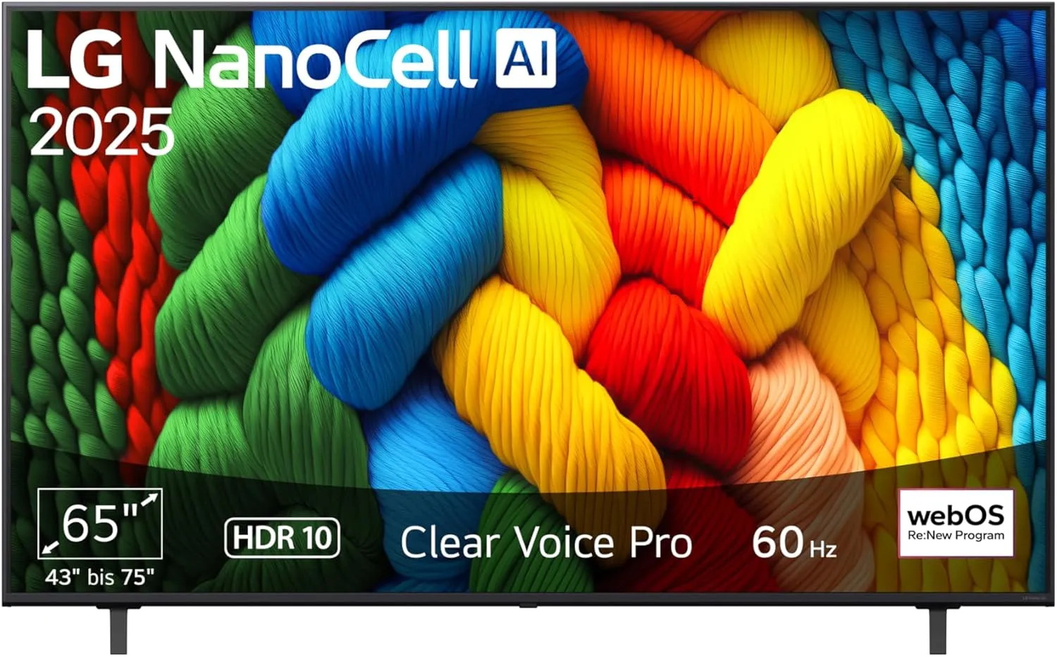 LG 65NANO80A6B TV 65 Zoll (165 cm) 4K NanoCell AI TV (α7 Gen8 4K AI Prozessor, webOS 25, 60Hz) [Modelljahr 2025]